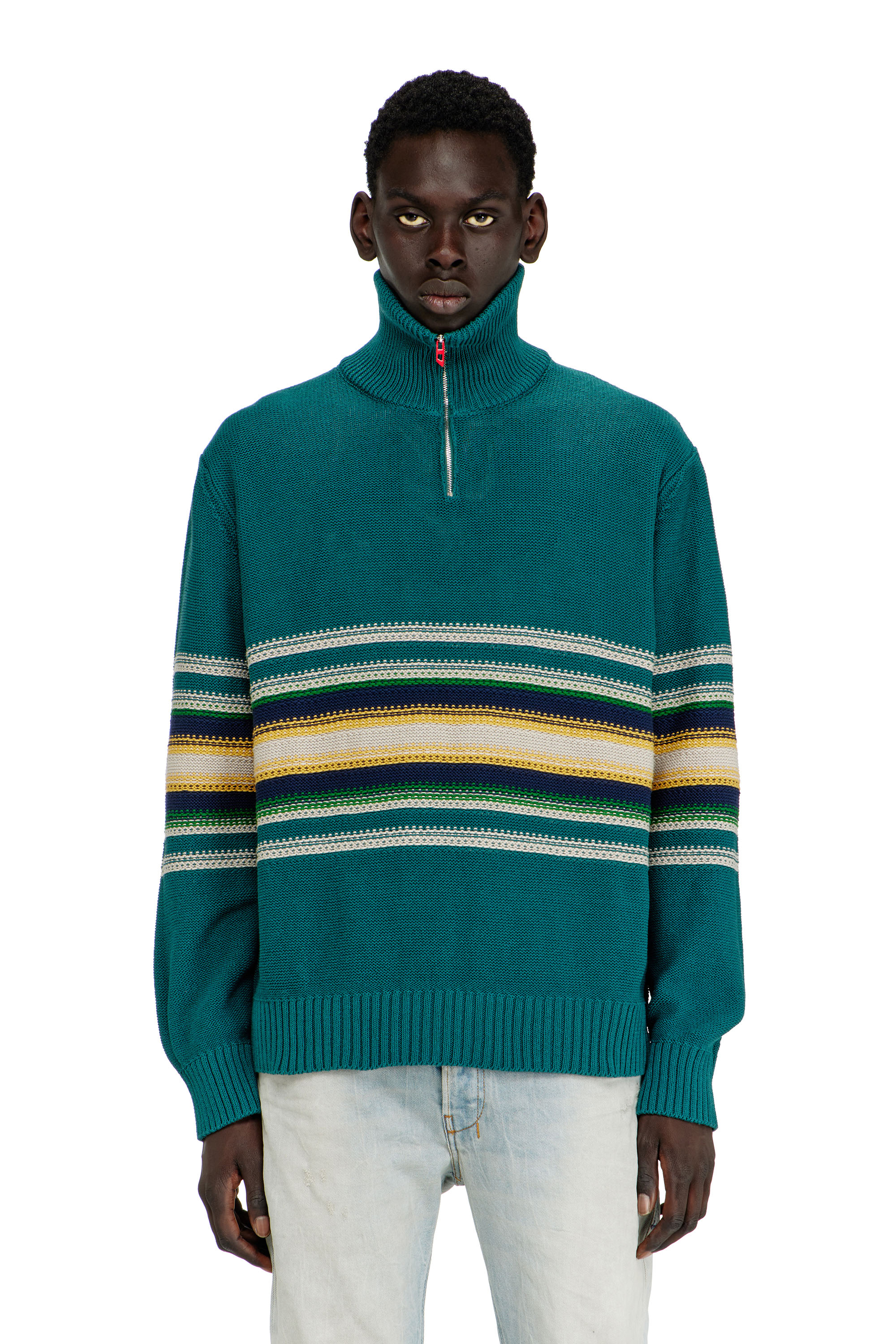 Diesel - K-TIMEO, Maglione in cotone con collo alto Uomo in Verde - 1