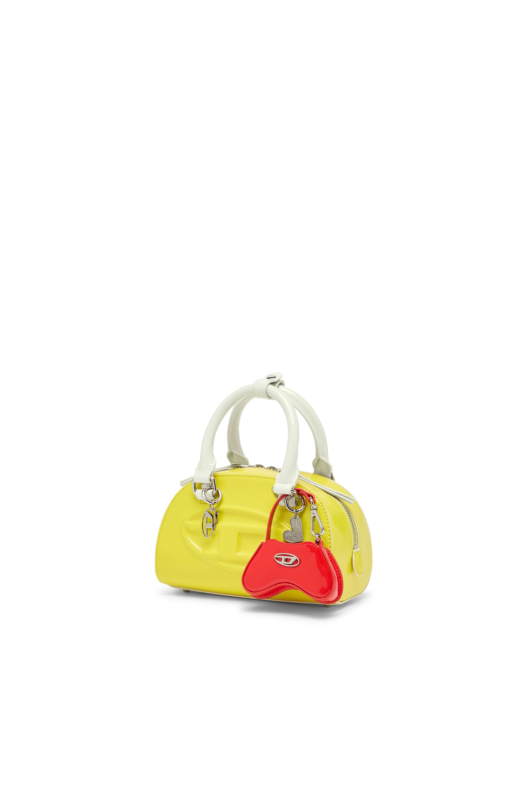 Diesel - 1DR DOME CROSSBODY, 1DR Dome-Mini borsa bowling effetto naplak Donna in Giallo - 2