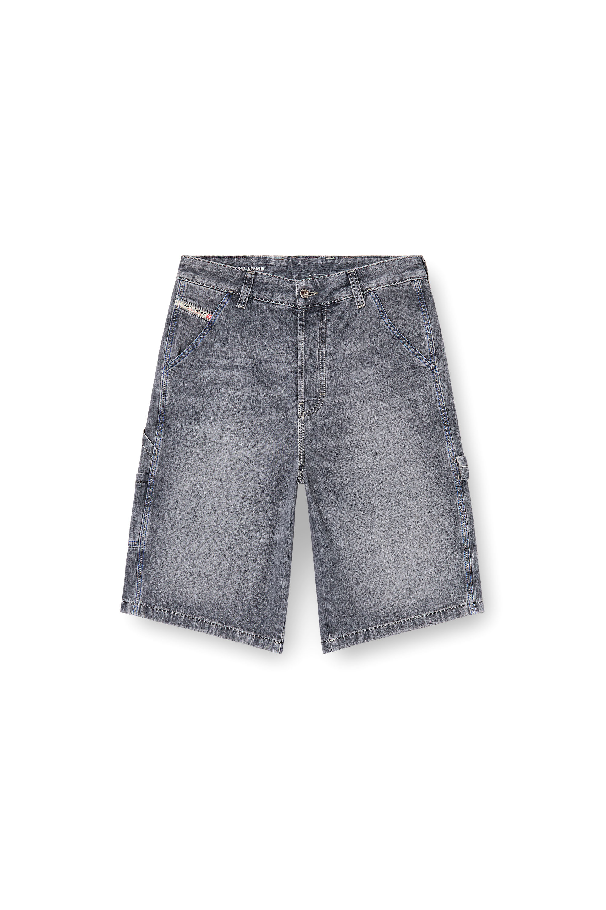Diesel - D-LIVERY-W-SHORT, Shorts in denim dalla vestibilit&agrave; rilassata Uomo in Grigio - 3