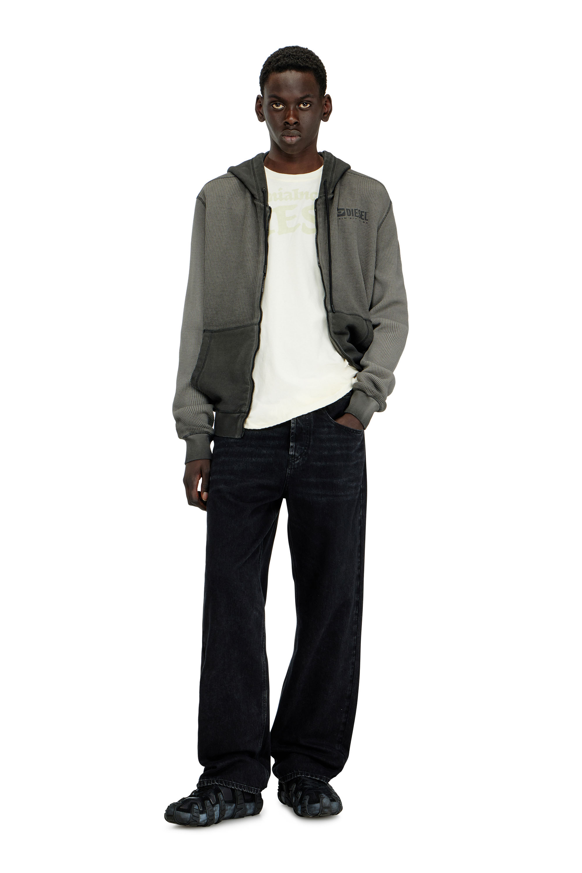 Diesel - Relaxed Jeans 2001 D-Macro 09P09 Uomo, Nero/Grigio scuro - Image 1