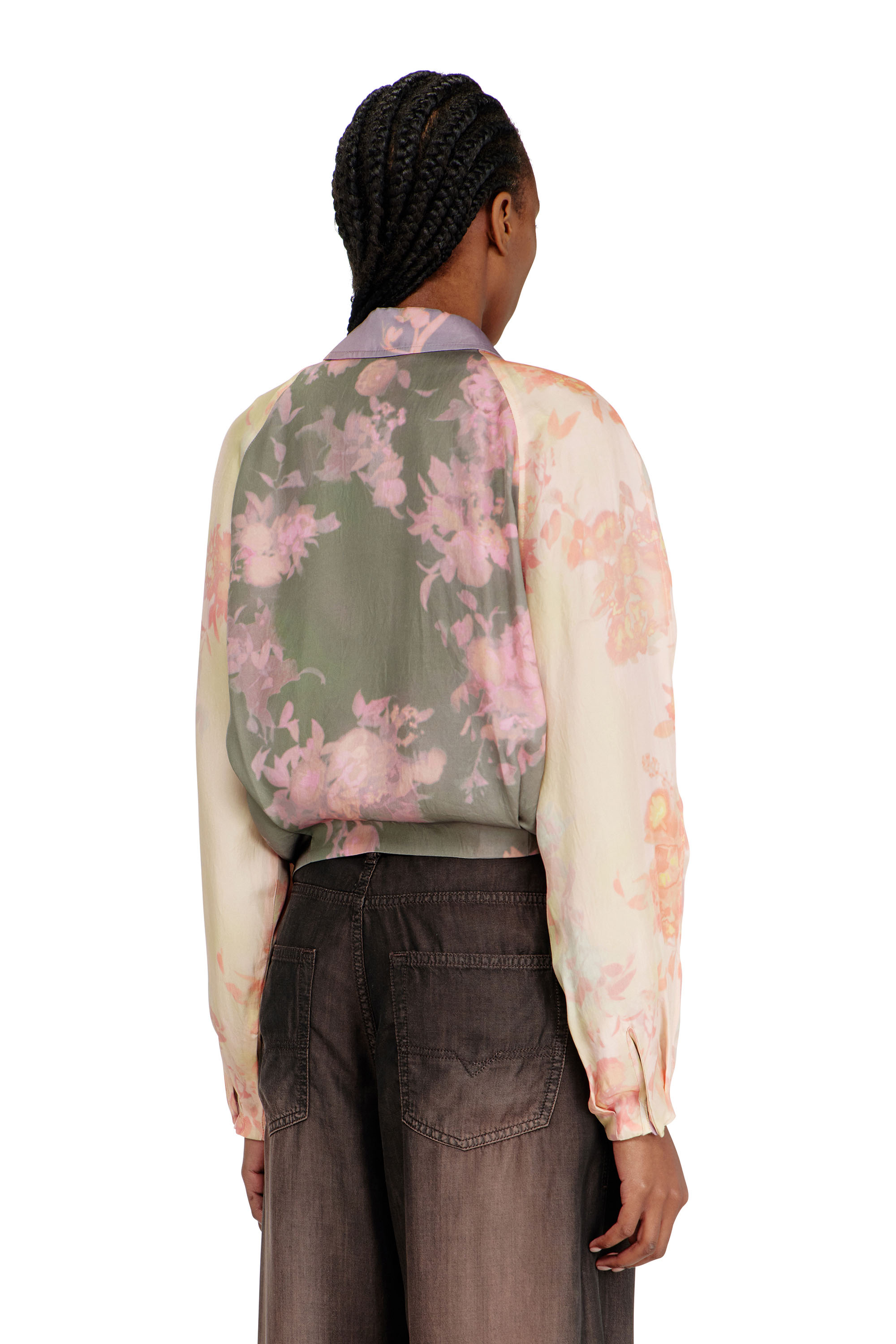 Diesel - G-ALENA, Giacca bomber floreale in acetato stropicciato Donna in Multicolor - 4