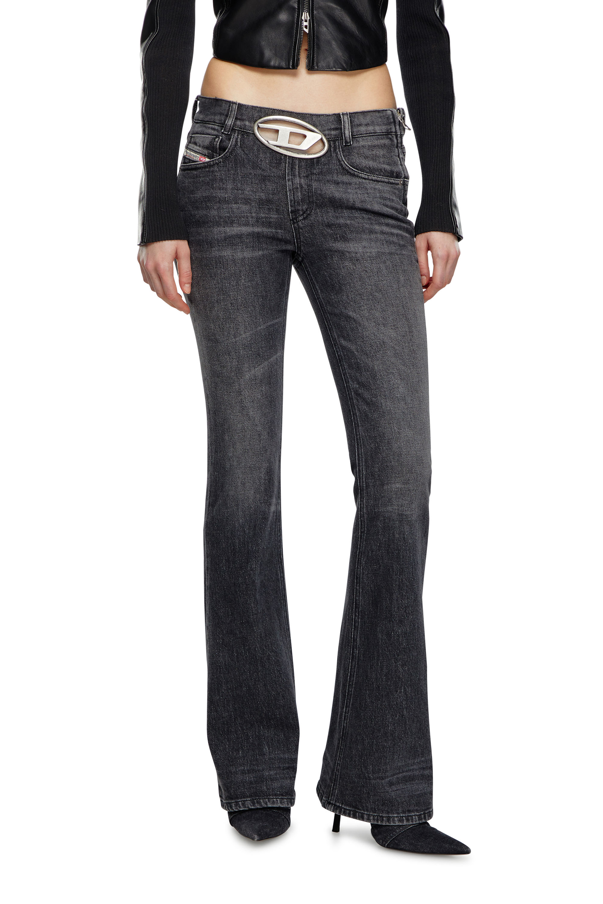 Diesel - 1969 D-Ebbey 0CKAH Bootcut and Flare Jeans, Nero/Grigio scuro - Image 1