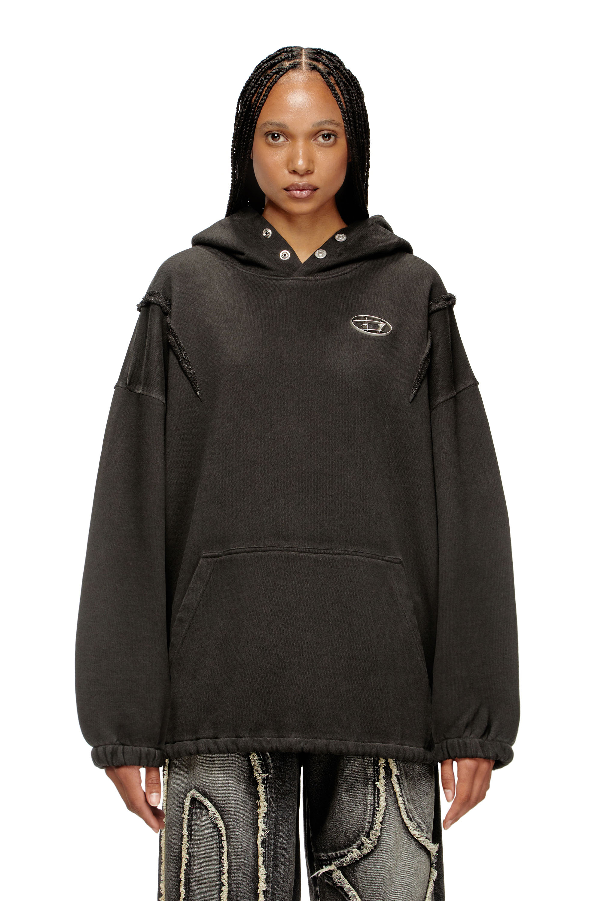Diesel - S-THUG-HOODIE, Hoodie con effetto sfumato Unisex in Nero - 1