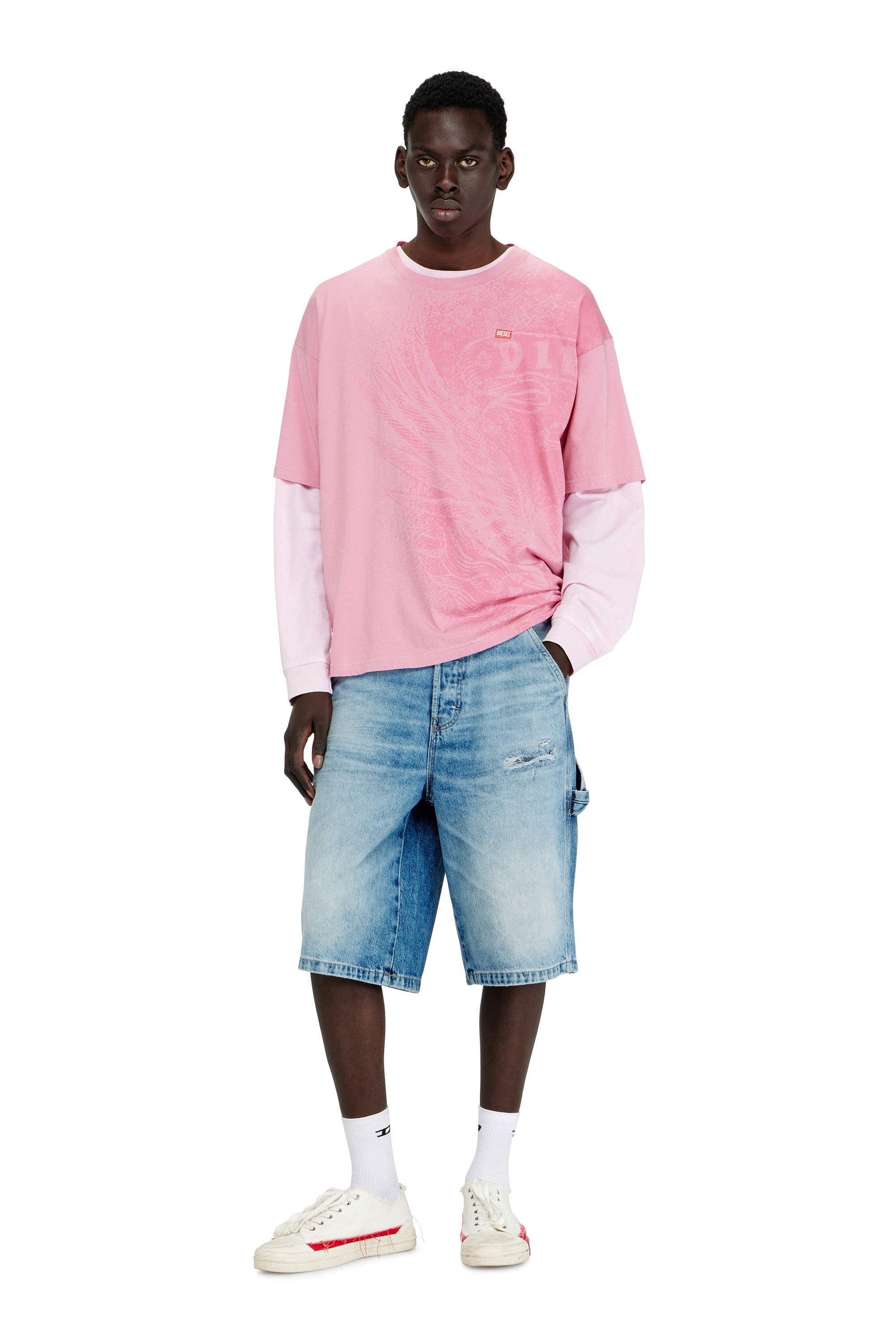 Diesel - D-LIVERY-W-SHORT, Shorts relaxed in denim fluido con rotture Uomo in ToBeDefined - 1