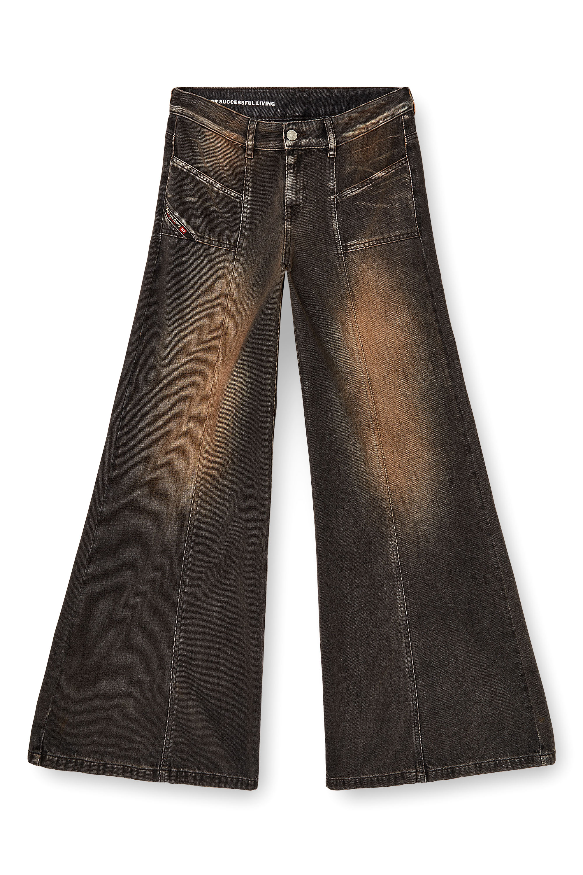 Diesel - Flare Jeans D-Akii 068TX Donna, Nero/Grigio scuro - Image 3