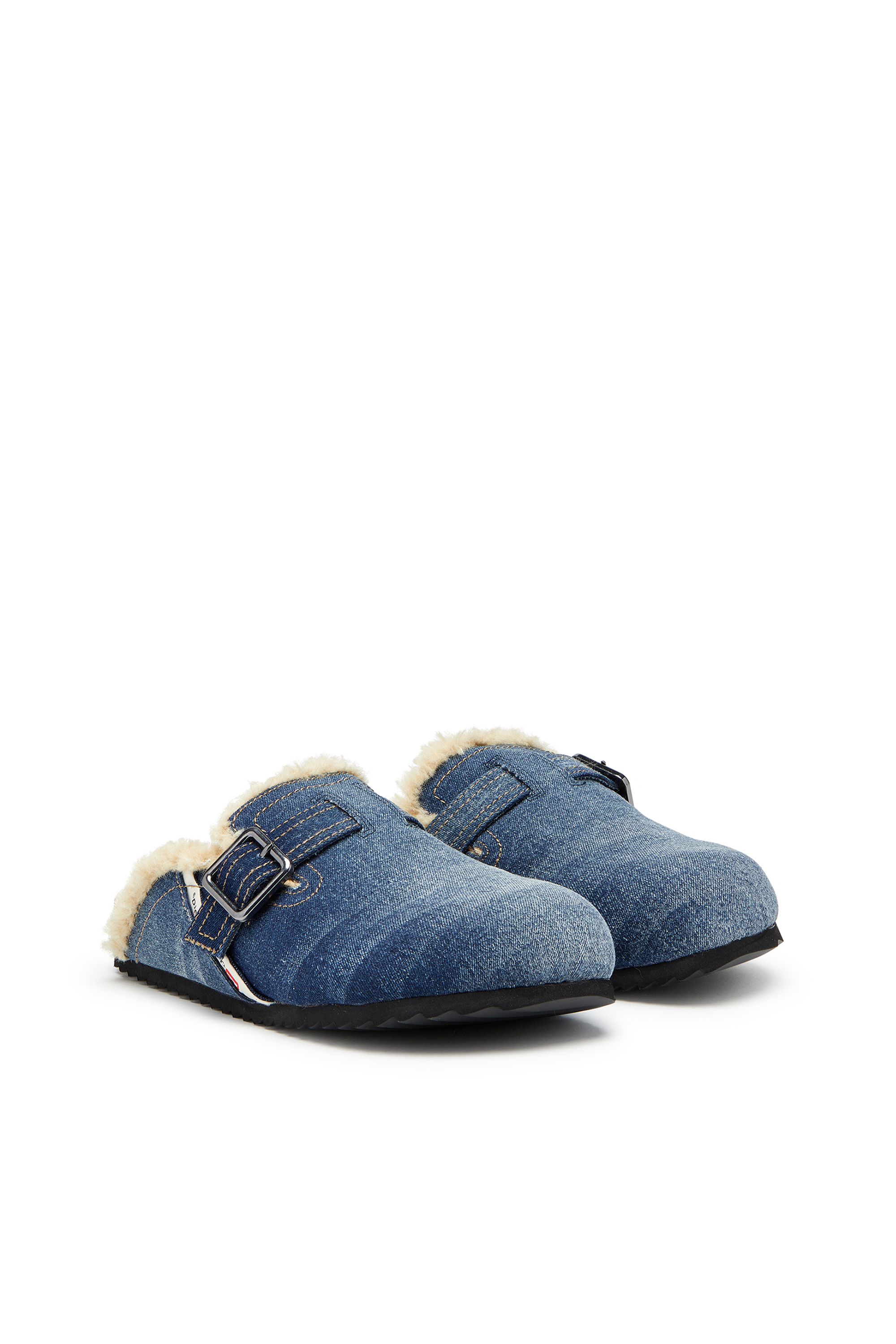 Diesel - D-WOODSTOCK X, D-Woodstock-Mule in denim con interno fluffy Uomo in Blu - 2