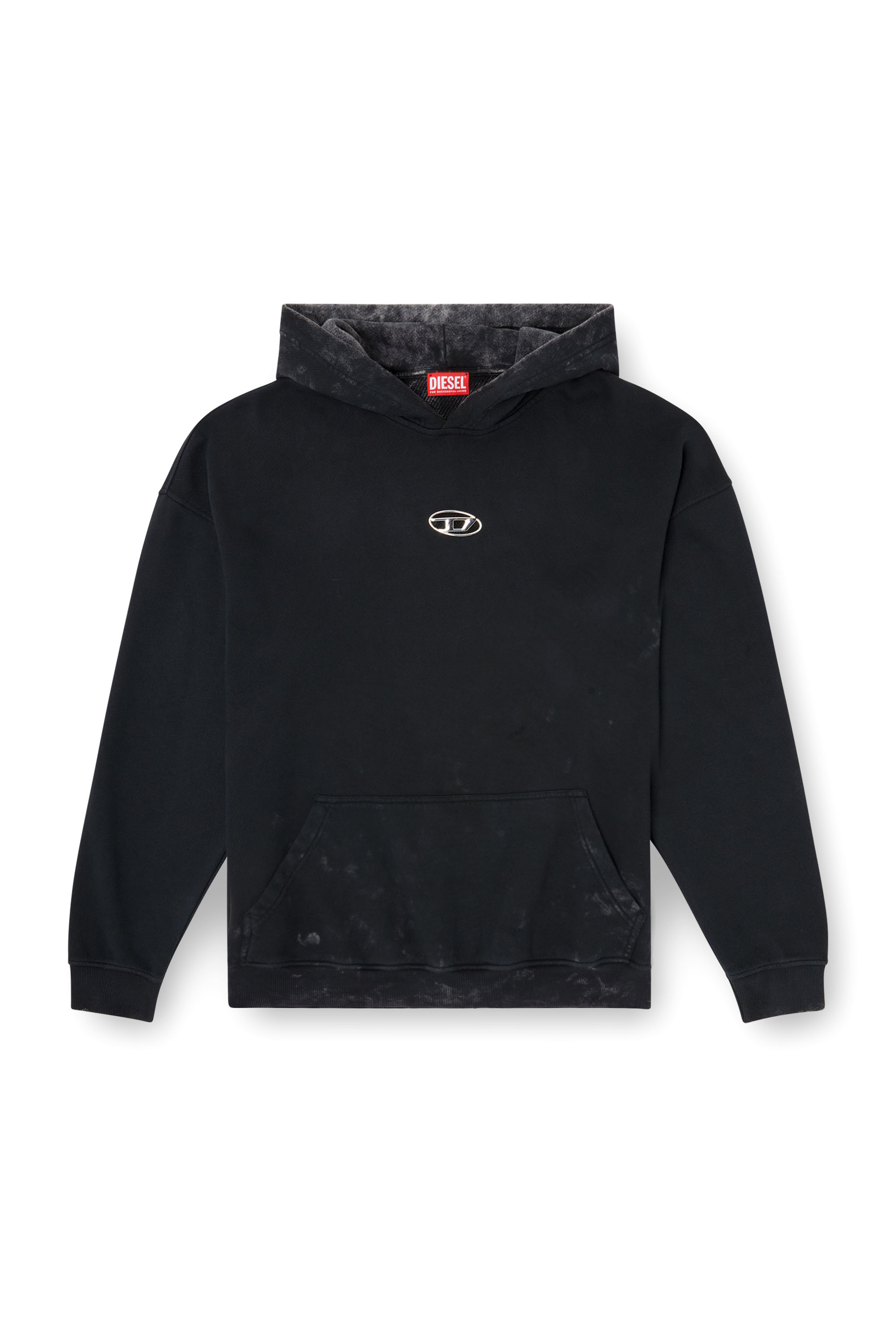 Diesel - S-BOXT-HOOD-T10, Man's Hoodie with cut-out metal Oval D in Black - 3