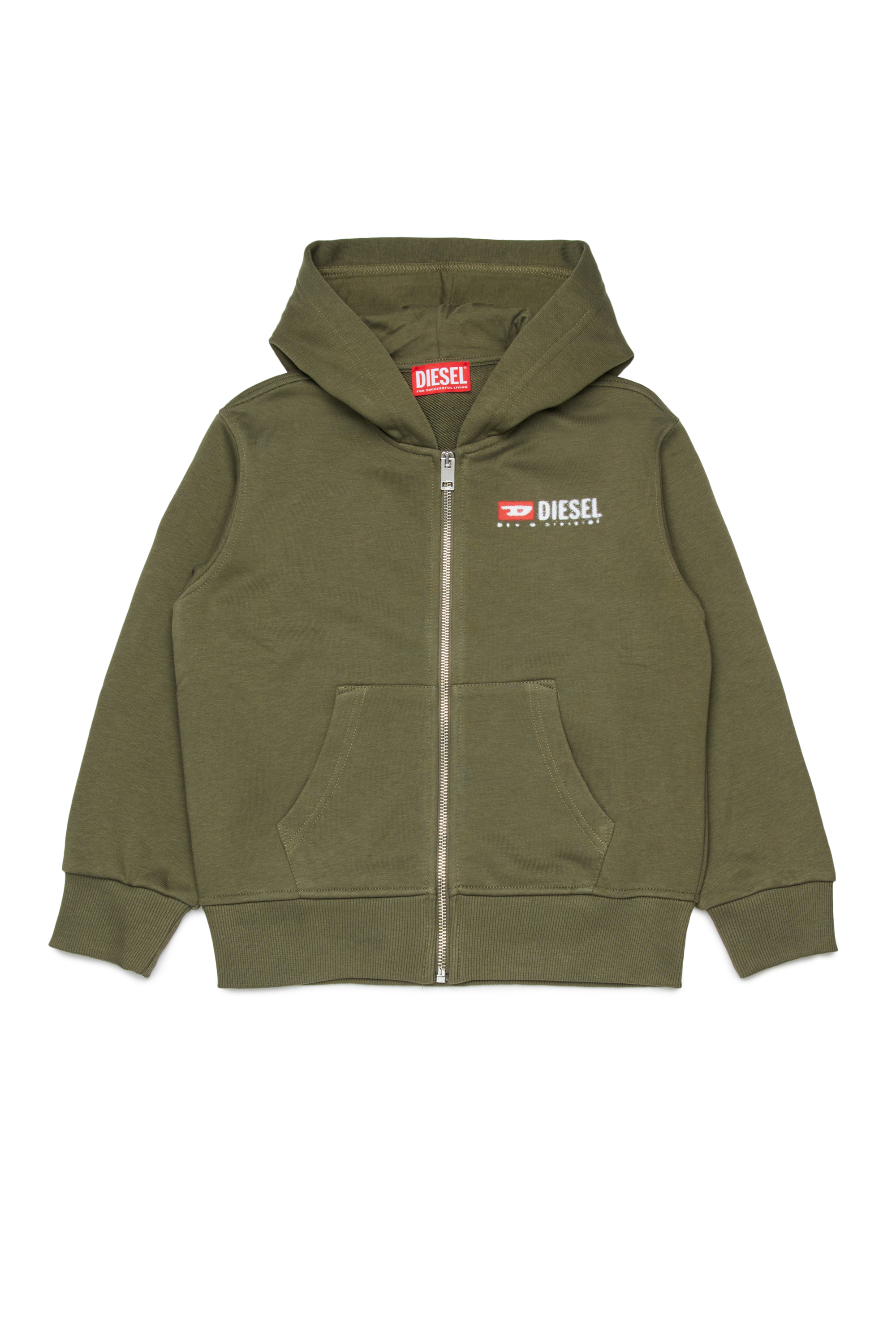 Diesel - SDROPSHOODZ OVER, Man's Cotton zip-up hoodie in Green - 1