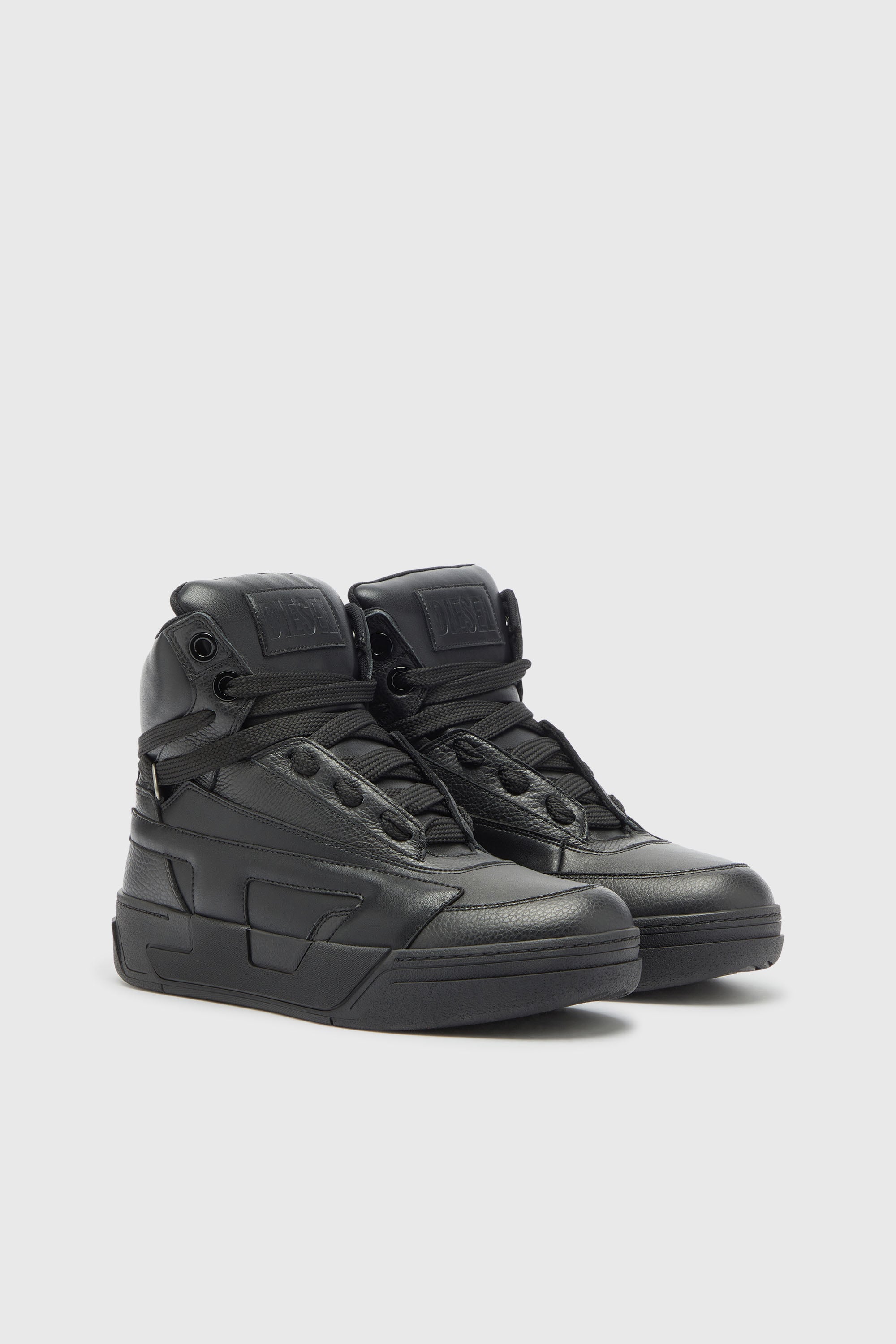Diesel - S-D-OLLIE MID, S-D-Ollie - Sneakers alte in pelle con D logo Uomo in Nero - 2
