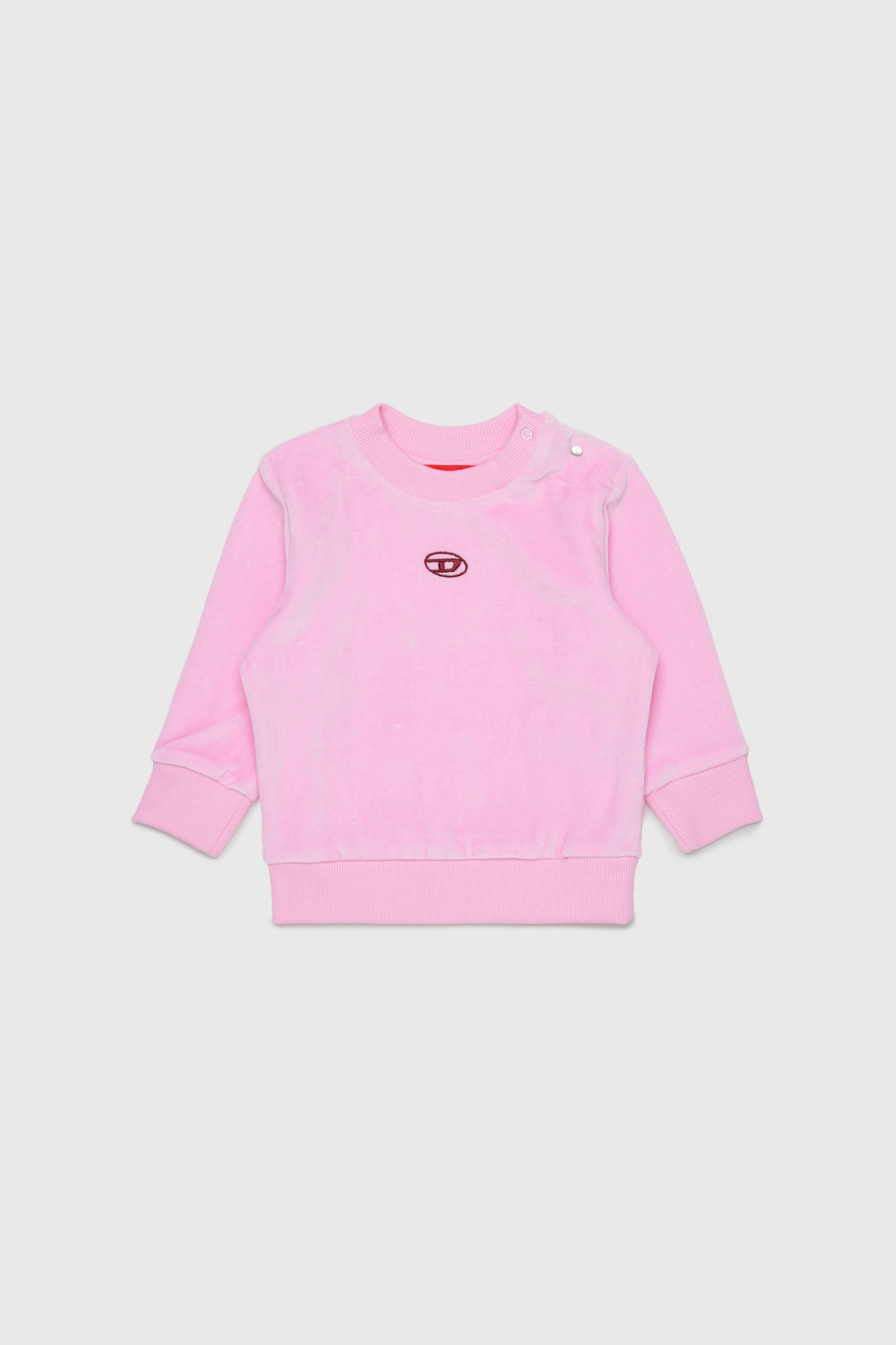 Diesel - SHENIB, Felpa in velluto con ricamo Oval D Uomo in Rosa - 1