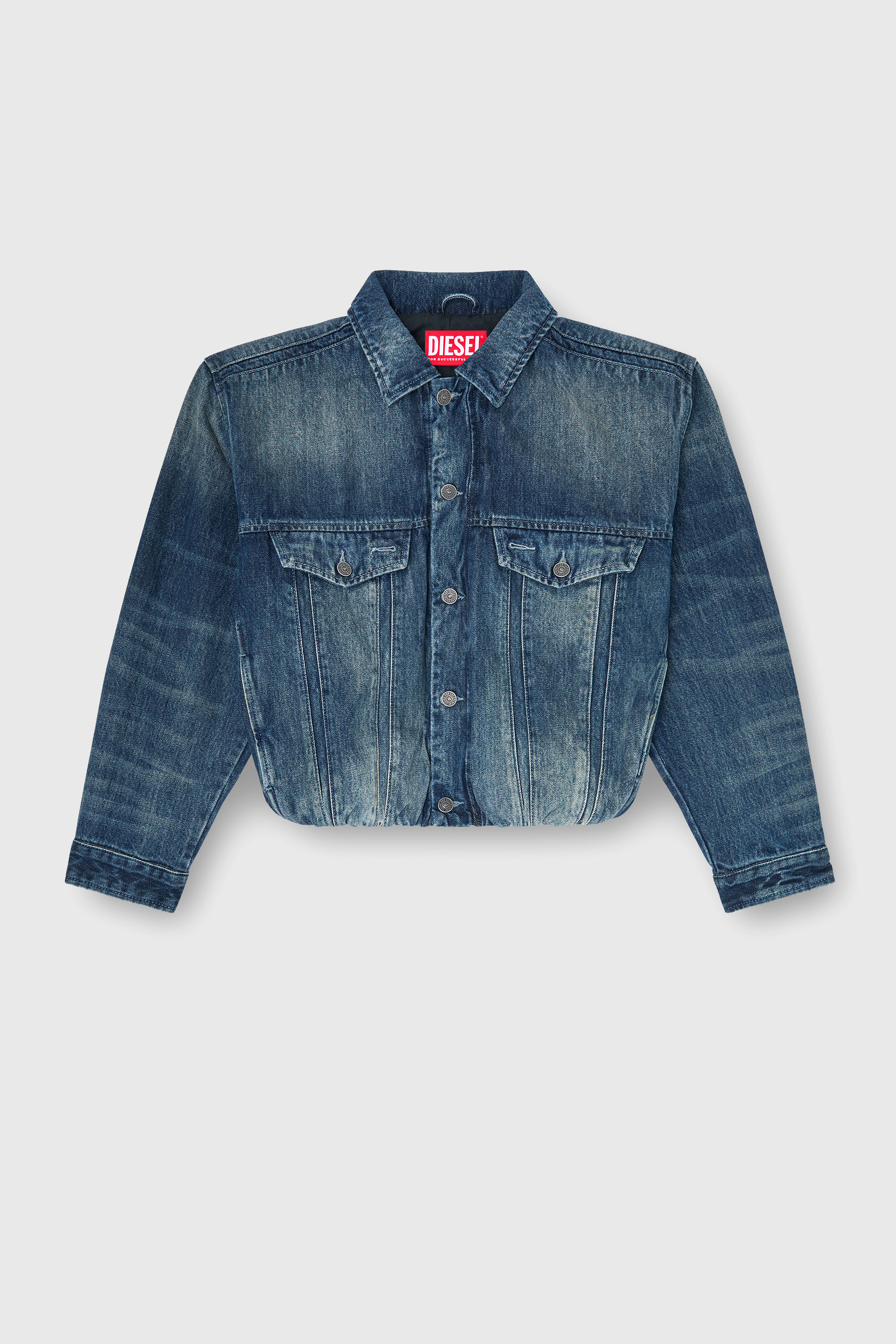 Diesel - DE-MORVI-FSJ, Giacca trucker elasticizzata in denim Donna in Blu - 2
