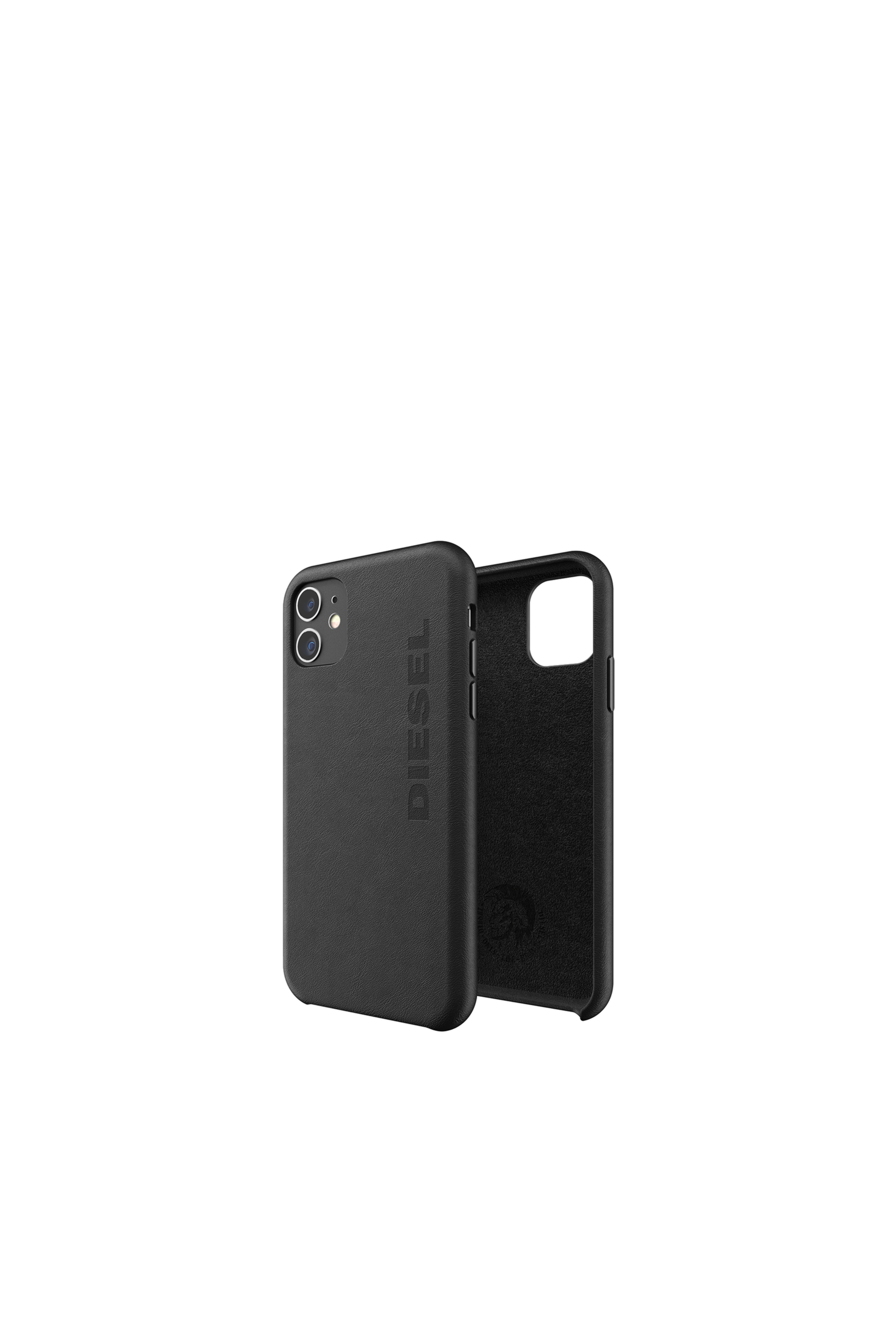 Diesel - 42001 STANDARD CASE, Cover in cuoio per iPhone 11 Unisex in Nero - 1