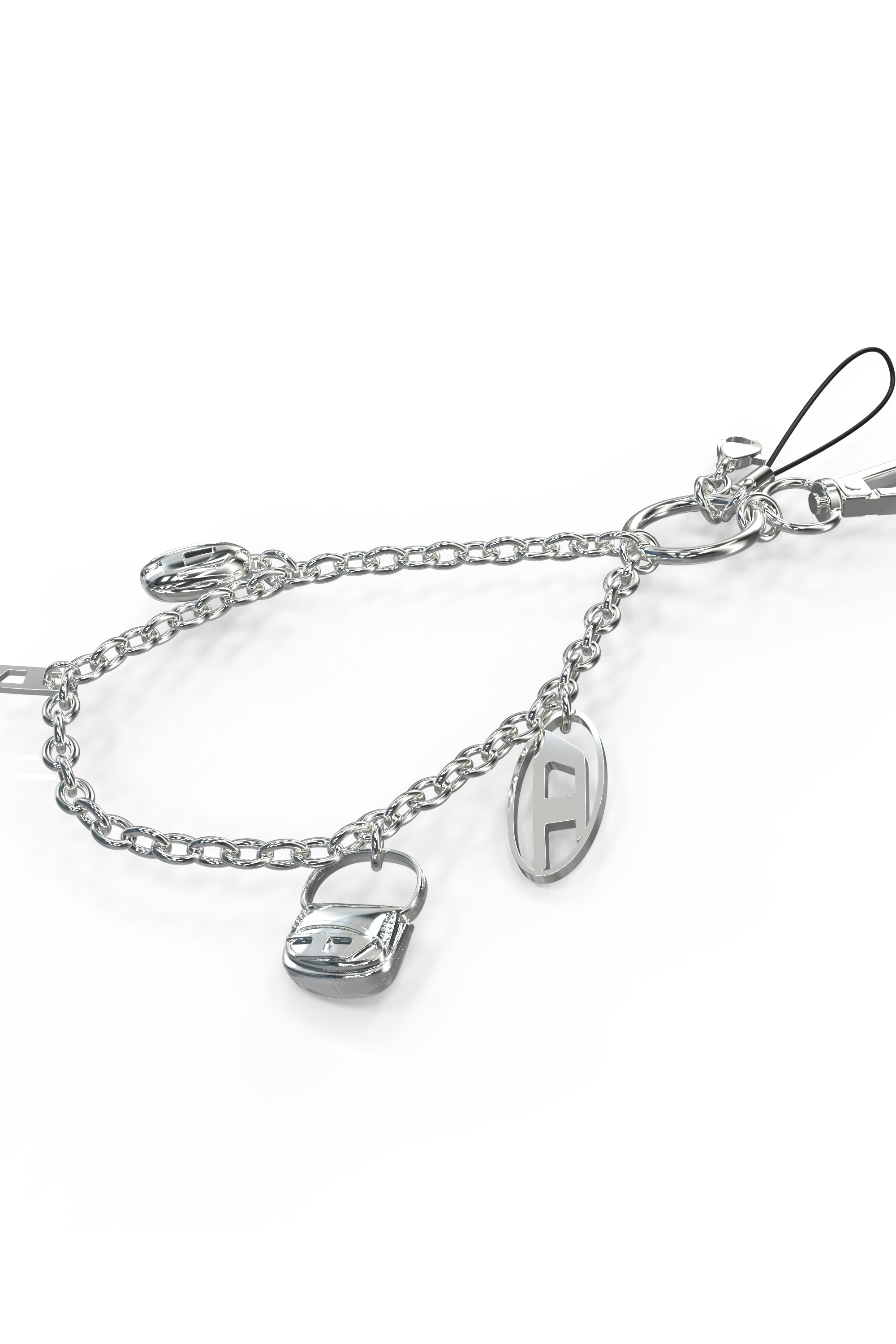 Diesel - 60456  PHONE CHARM, Ciondolo per telefono & Supporto per ciondolo & Tappo antipolvere Unisex in Argento - 3