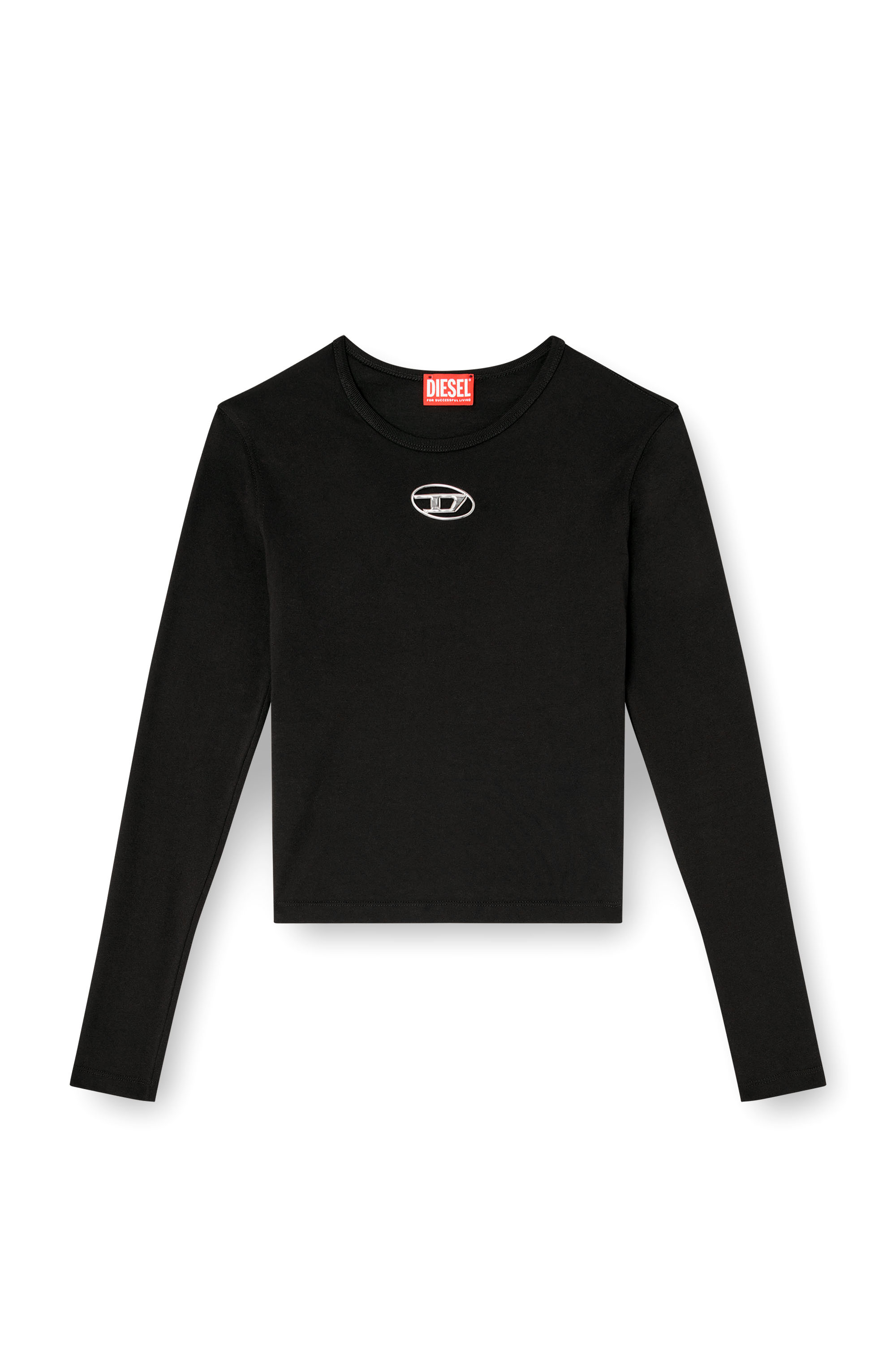 Diesel - T-UNCUTIE-LONG-LS-OD, Top a maniche lunghe con Oval D cut-out Donna in Nero - 3