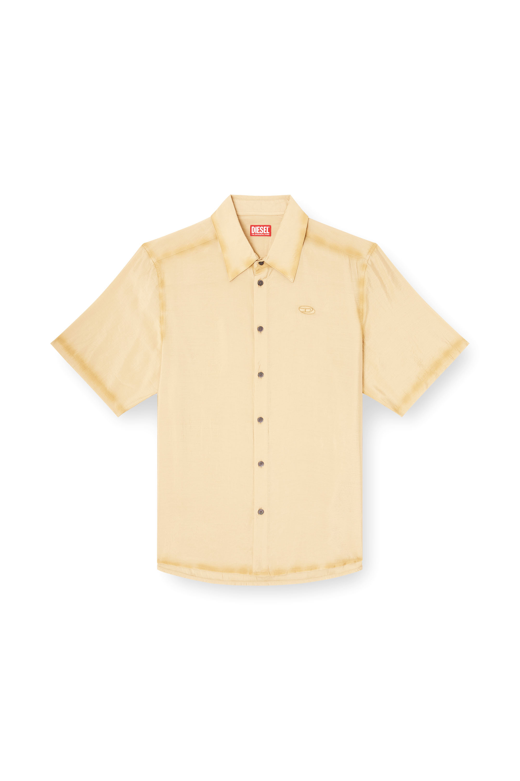 Diesel - S-SIMPLY-SS-LHBA, Camicia in viscosa di nylon crinkle Uomo in Marrone - 4