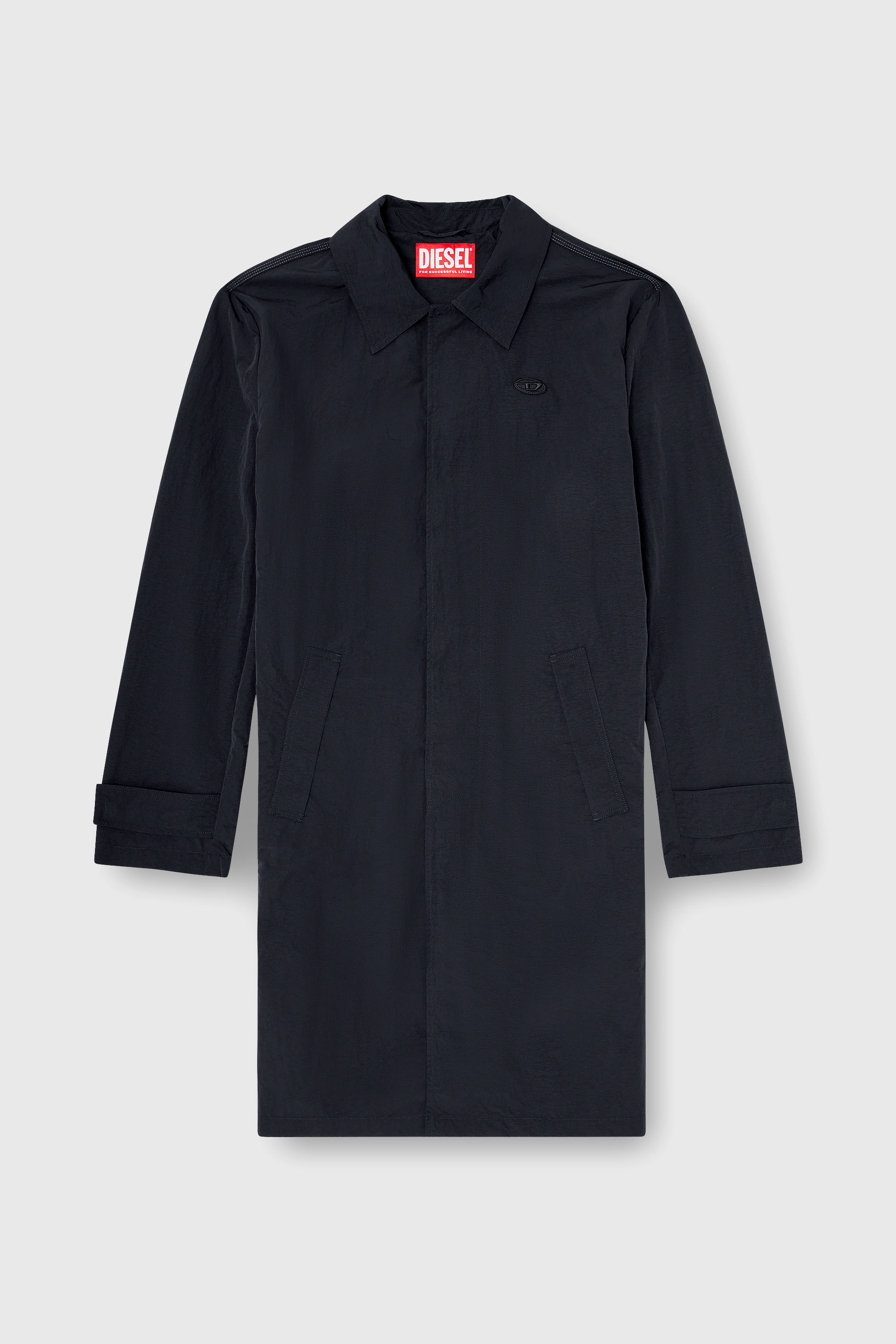 Diesel - J-BURHAT, Cappotto in nylon con finitura crinkle lucida Uomo in Nero - 2