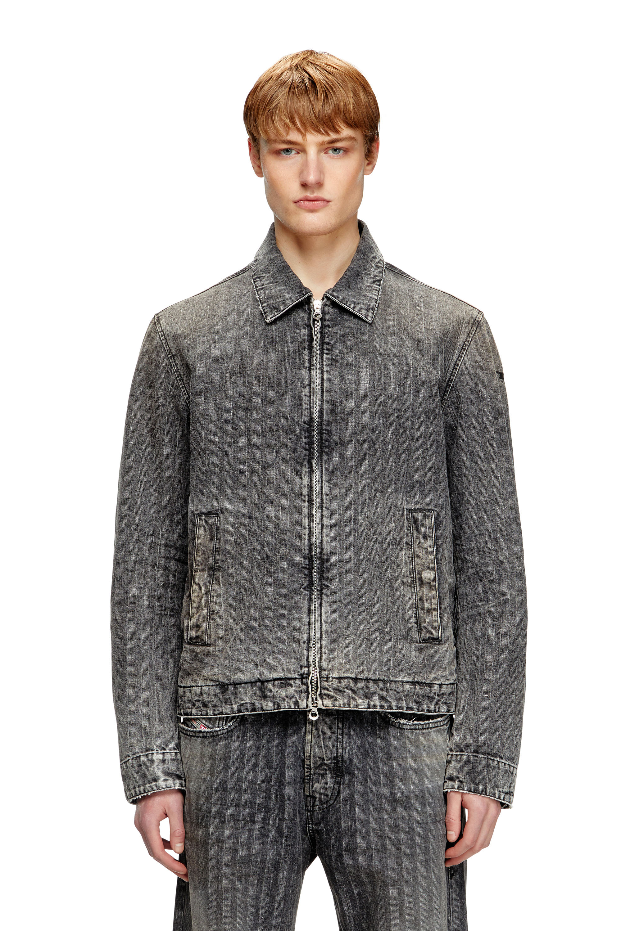 Diesel - D-ROHE, Blouson in denim herringbone Uomo in Nero - 1