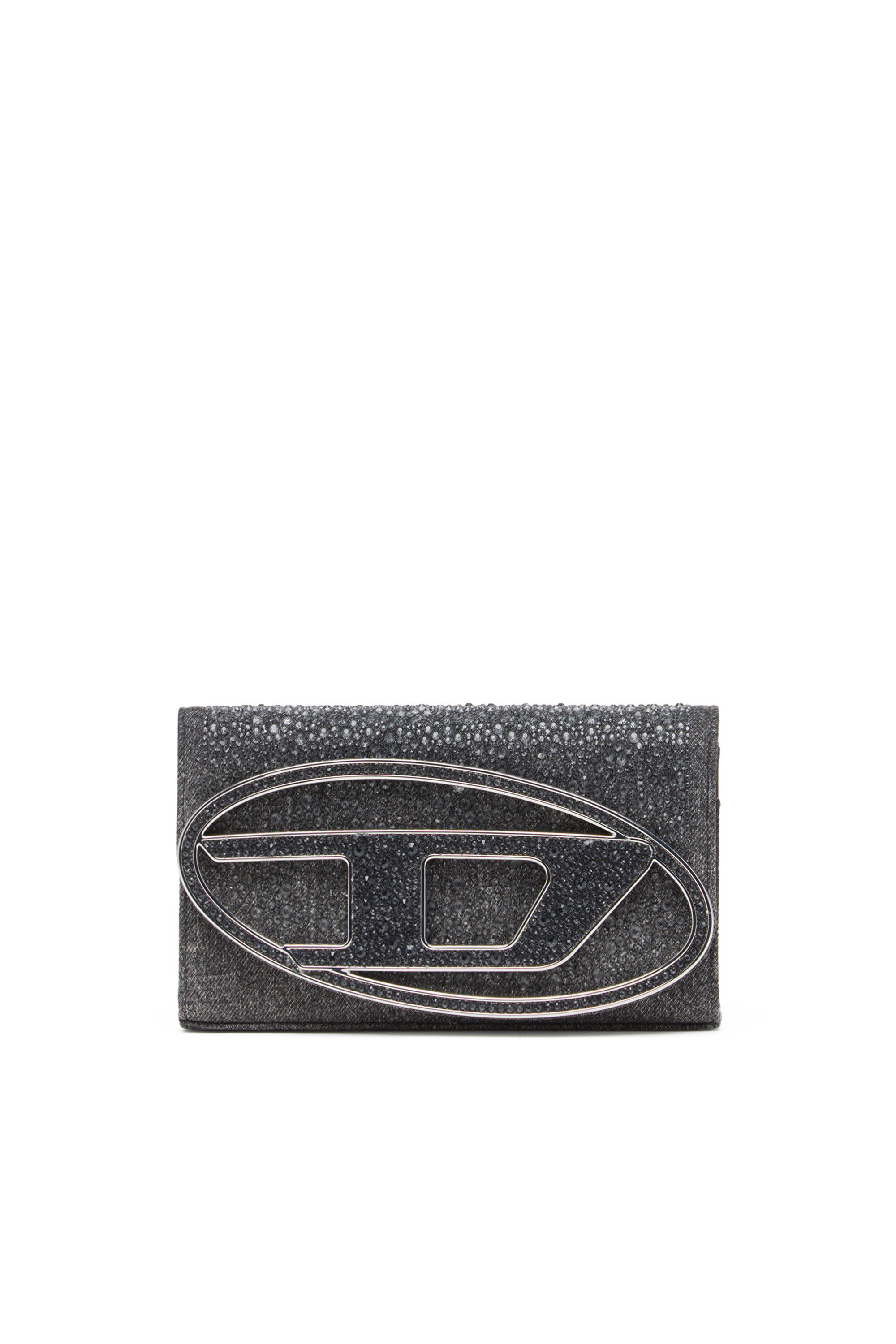 Diesel - 1DR WALLET STRAP, Donna Pouch portafoglio in denim con cristalli in Nero - Image 2