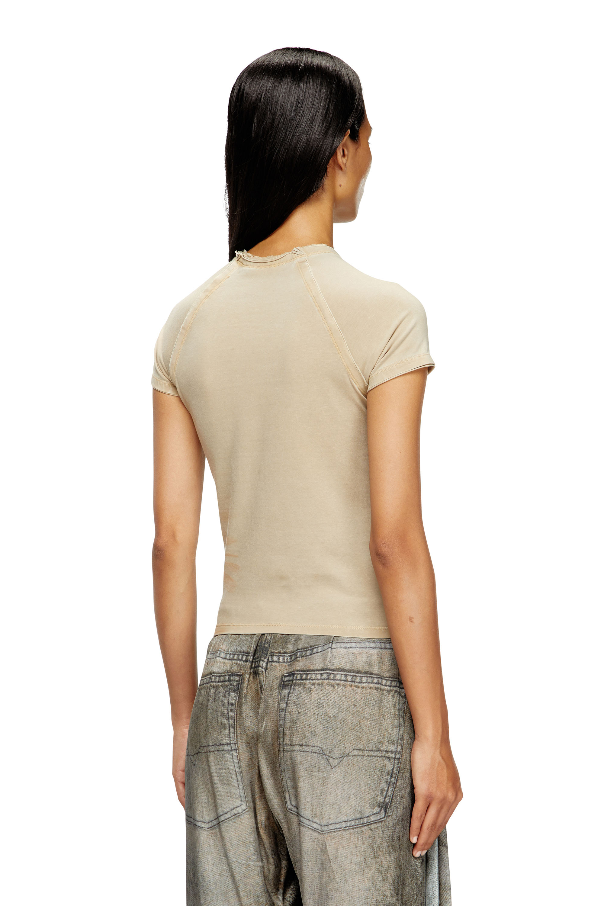 Diesel - T-ROWEENA, T-shirt Phoenix con strass Donna in Marrone - 4