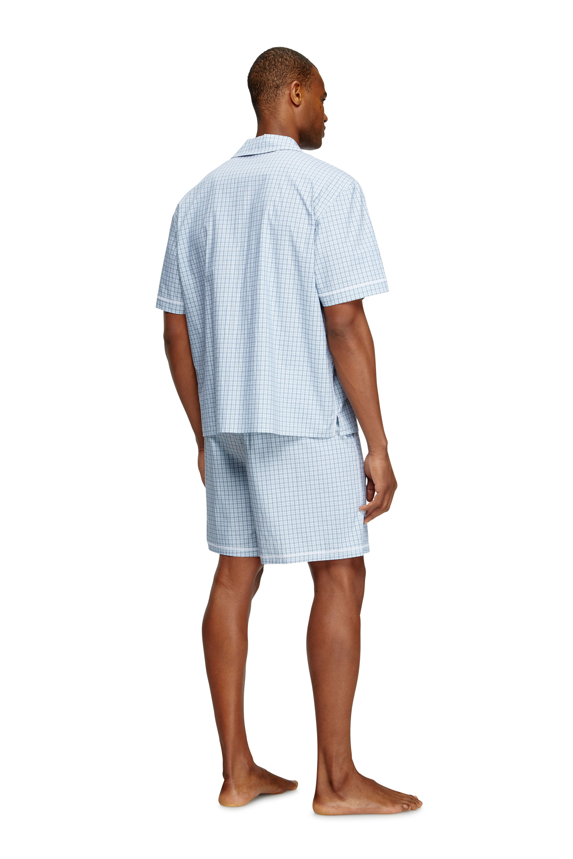 Diesel - SET-RAFAEL-D-CORE, Man's Short pyjamas in check cotton in Light Blue - 3