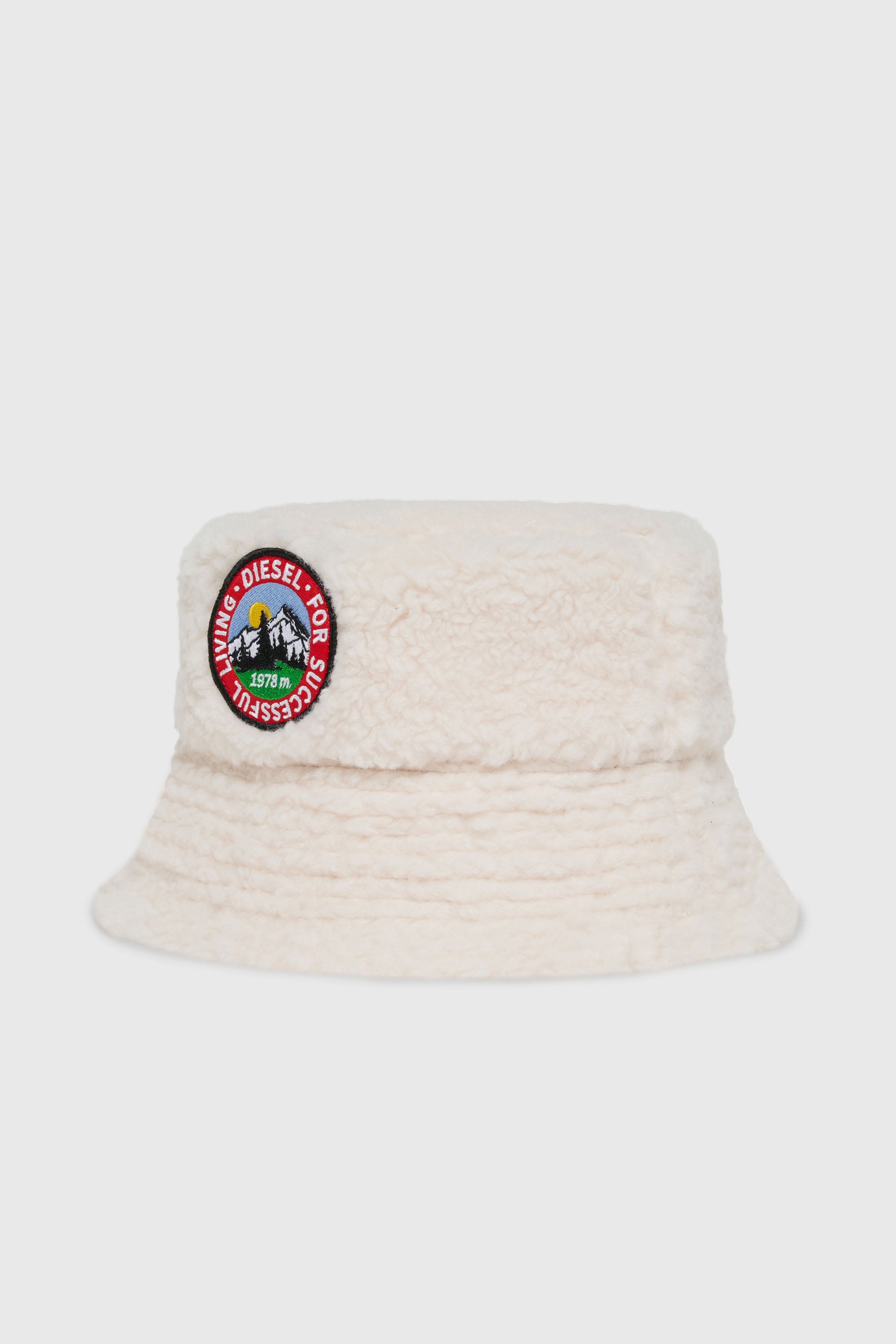 Diesel - FBONT, Cappello bucket in tessuto pile morbido Unisex in Bianco - 1