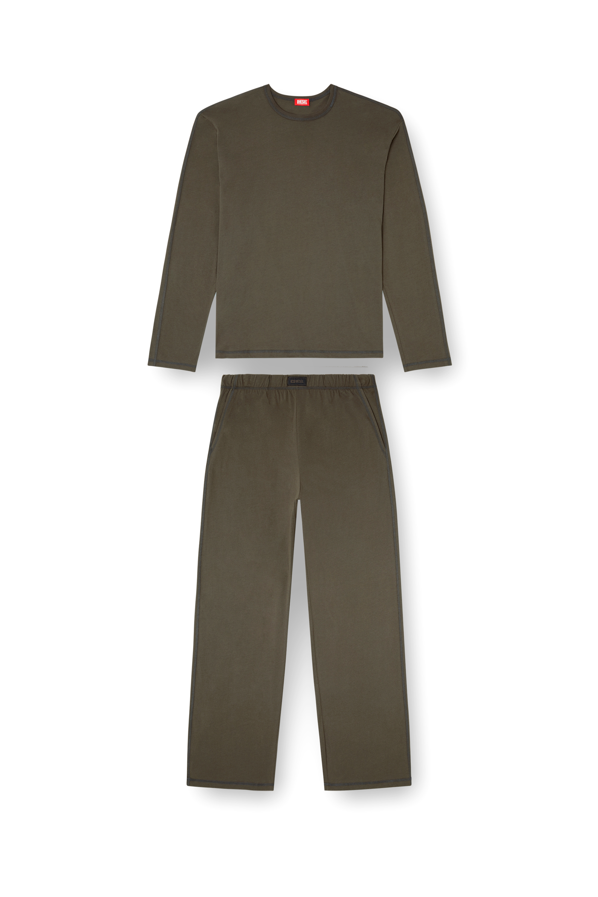 Diesel - SET-ADRIAN-UTLT, Pigiama in jersey di cotone Uomo in Marrone - 4