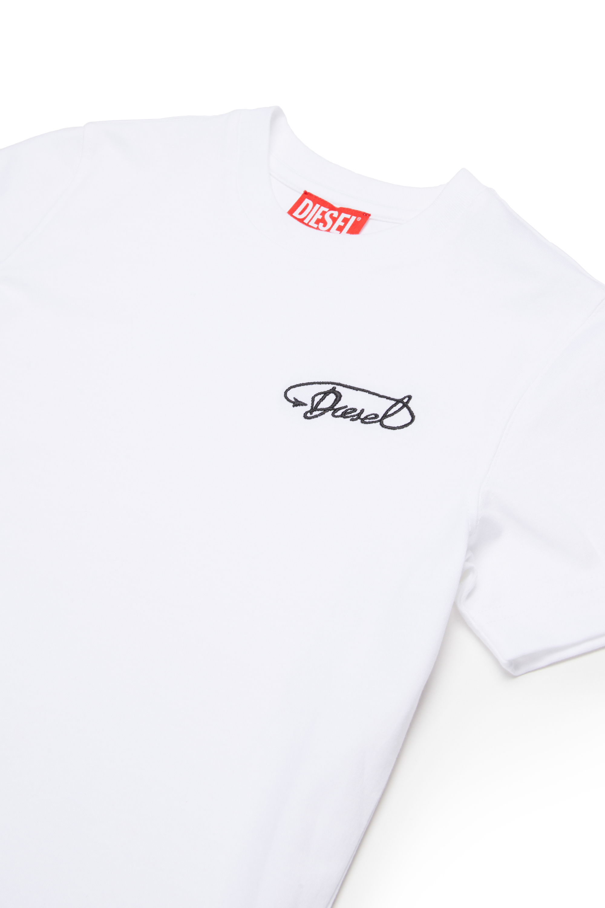 Diesel - TDIEGORL13, T-shirt in cotone con logo ricamato Uomo in Bianco - 3
