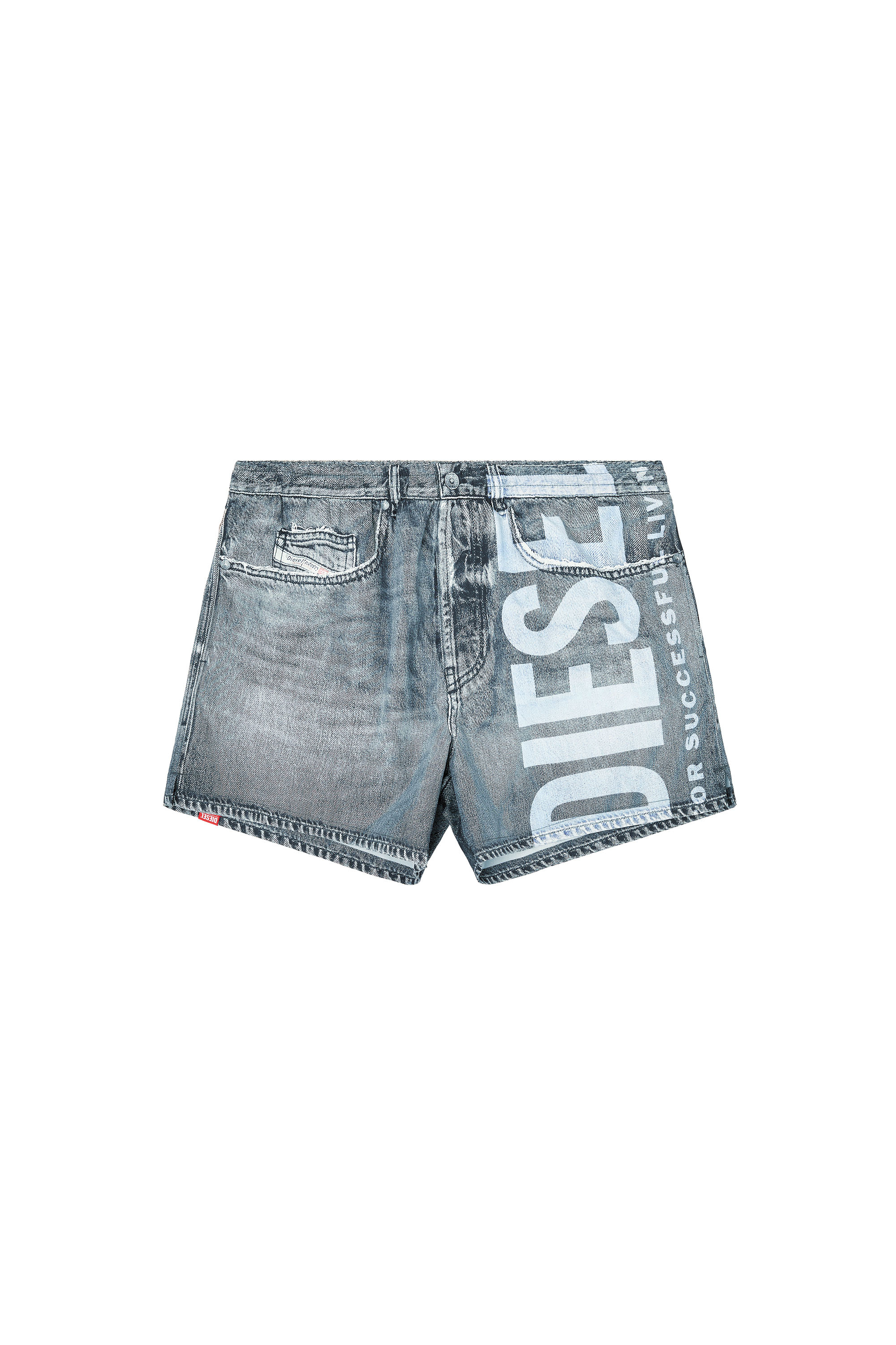 Diesel - KEN-37-DNM, Pantaloncini da mare effetto denim Uomo in Grigio - 4