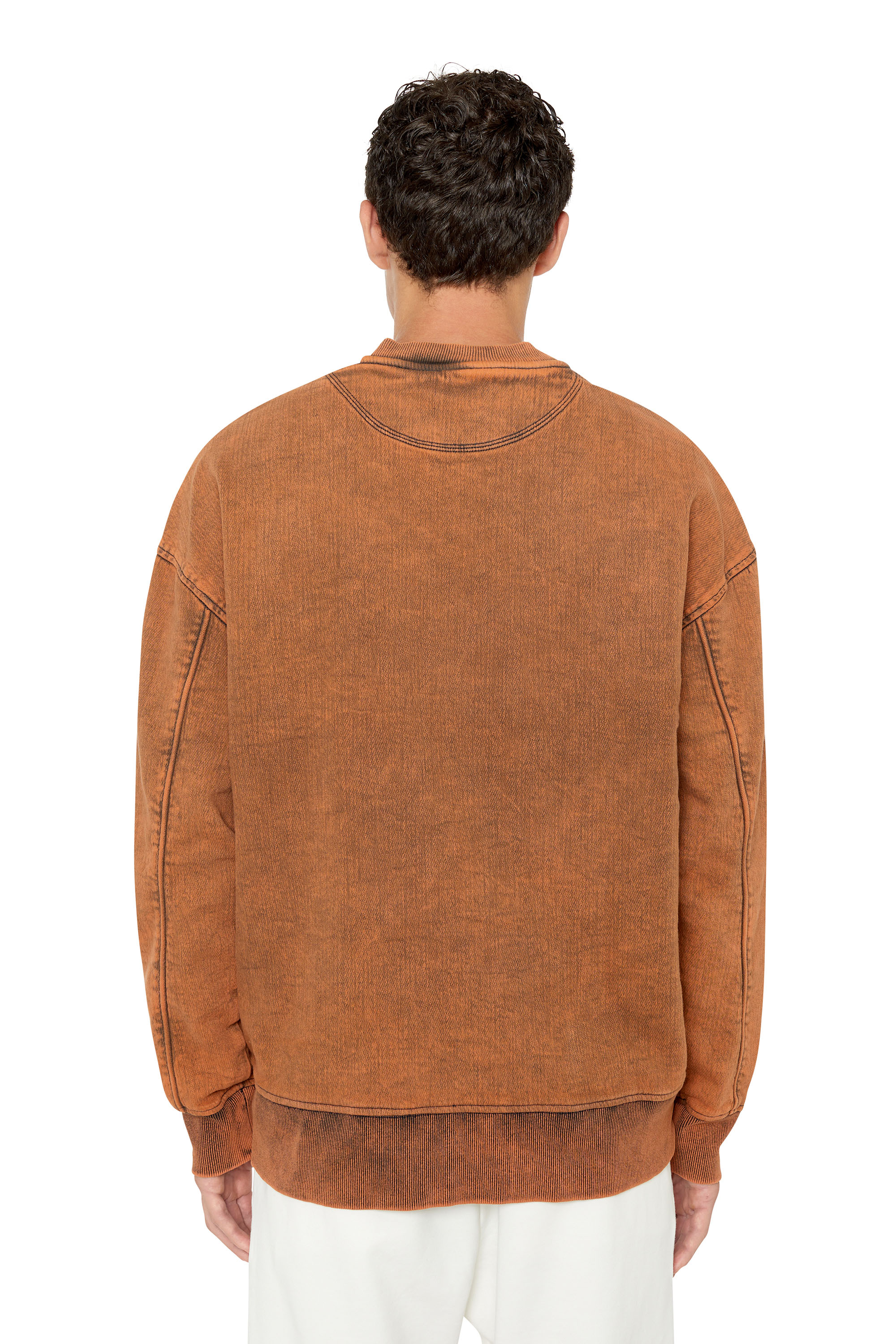Diesel - D-KRIB TRACK DENIM SWEATSHIRT, Arancione - Image 4