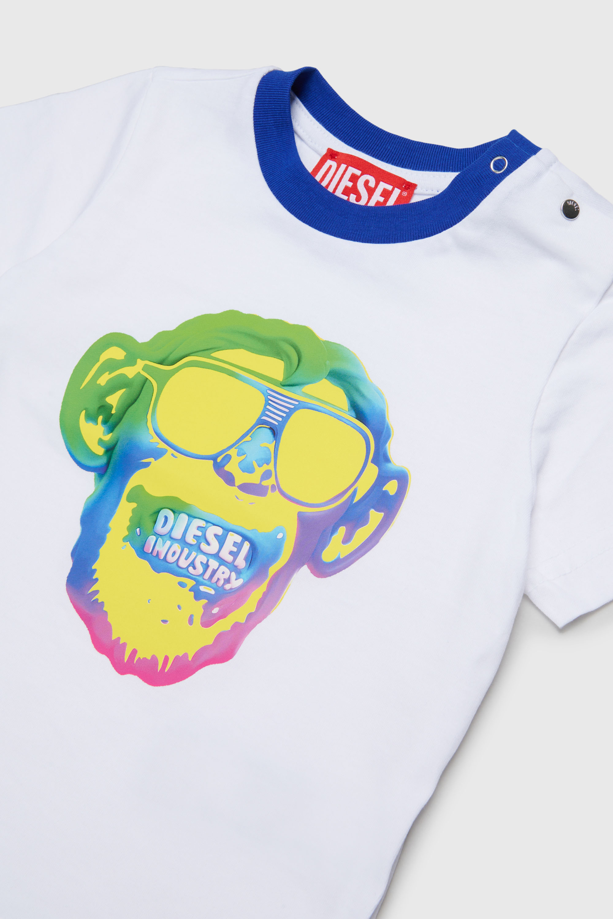 Diesel - TOKEYB, T-shirt in cotone con stampa scimmia Uomo in Bianco - 3
