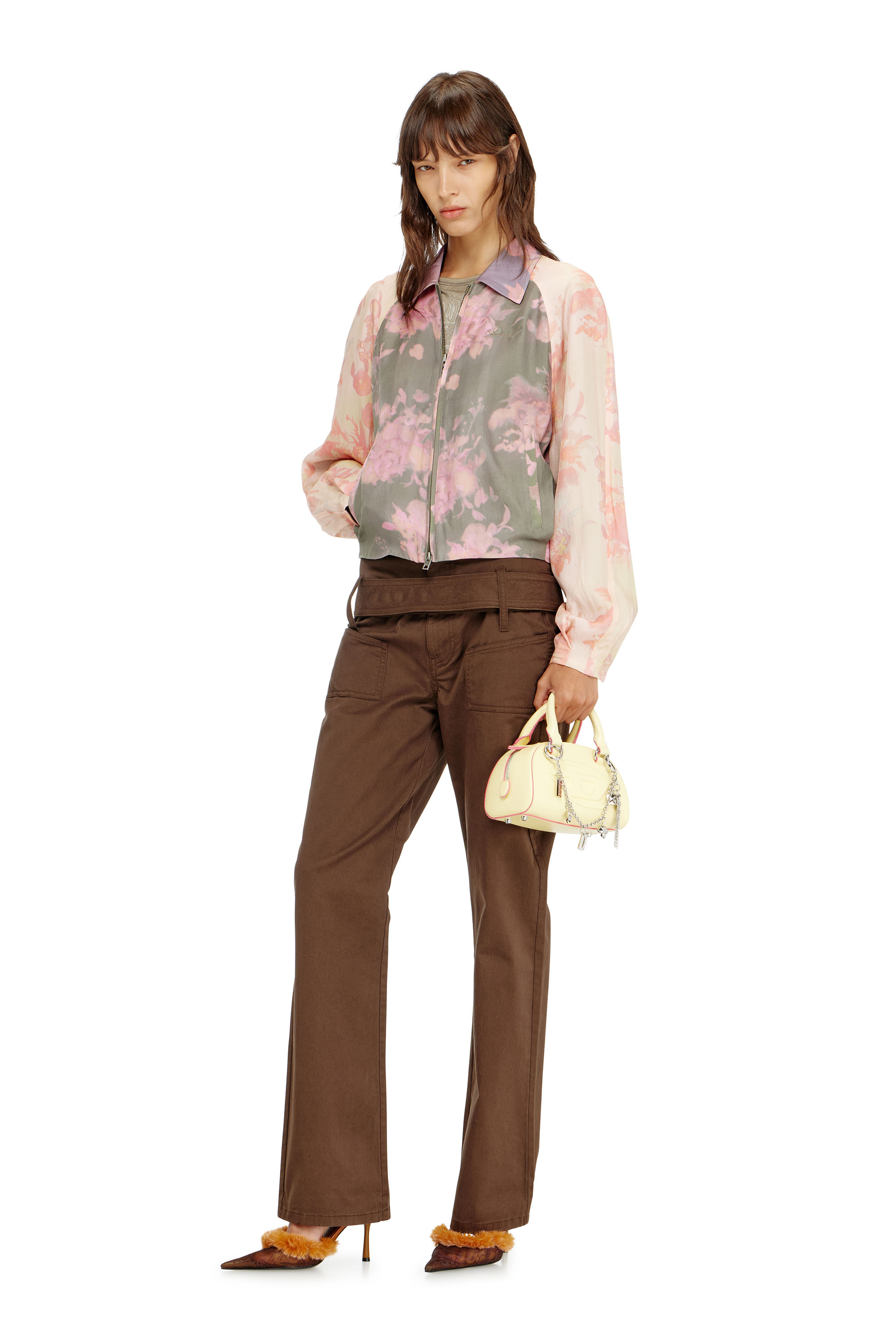 Diesel - G-ALENA, Giacca bomber floreale in acetato stropicciato Donna in Multicolor - 2