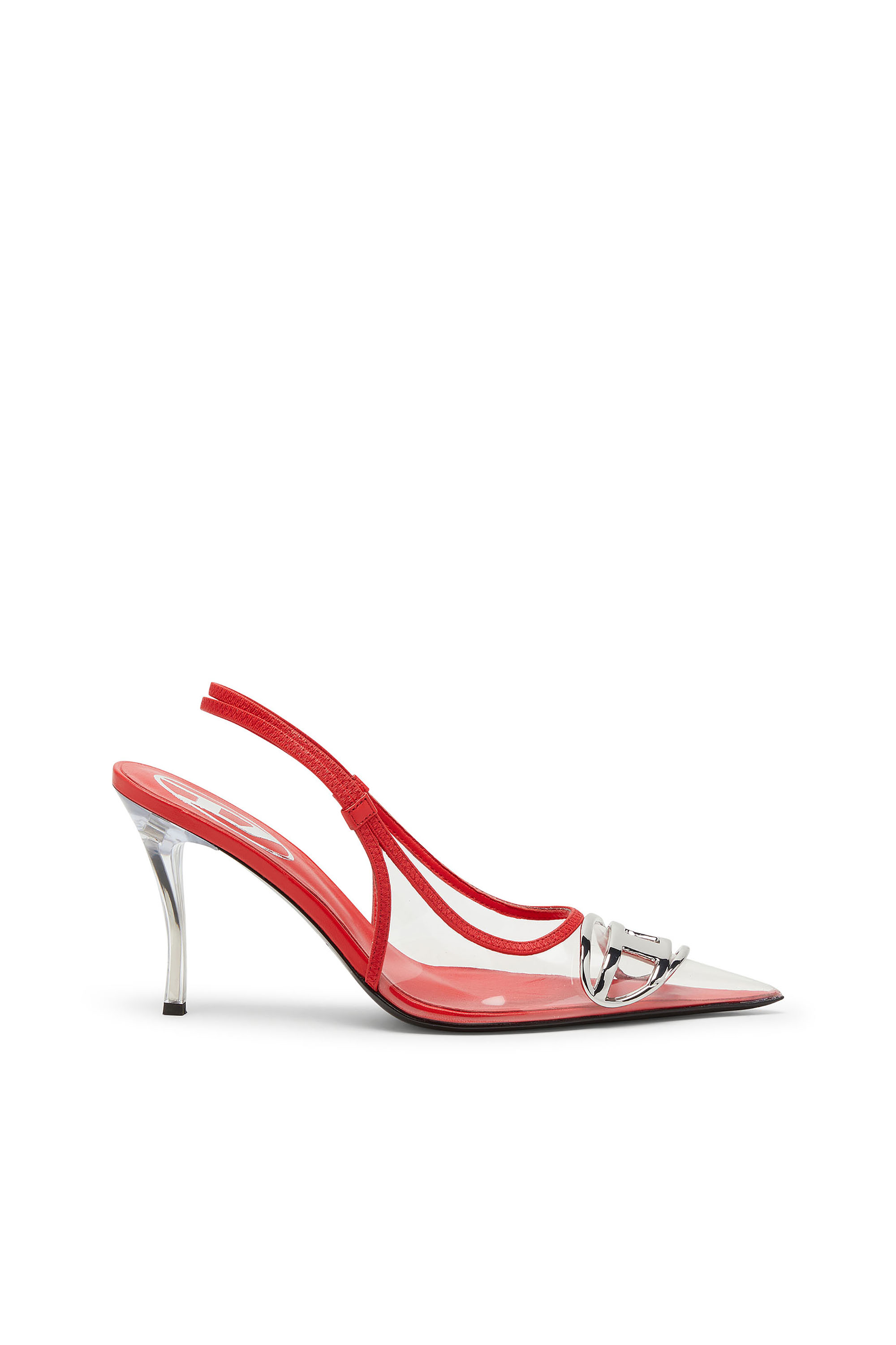 Diesel - D-VENUS SB, D-Venus-Slingback trasparenti con bordi in pelle Donna in Rosso - 1