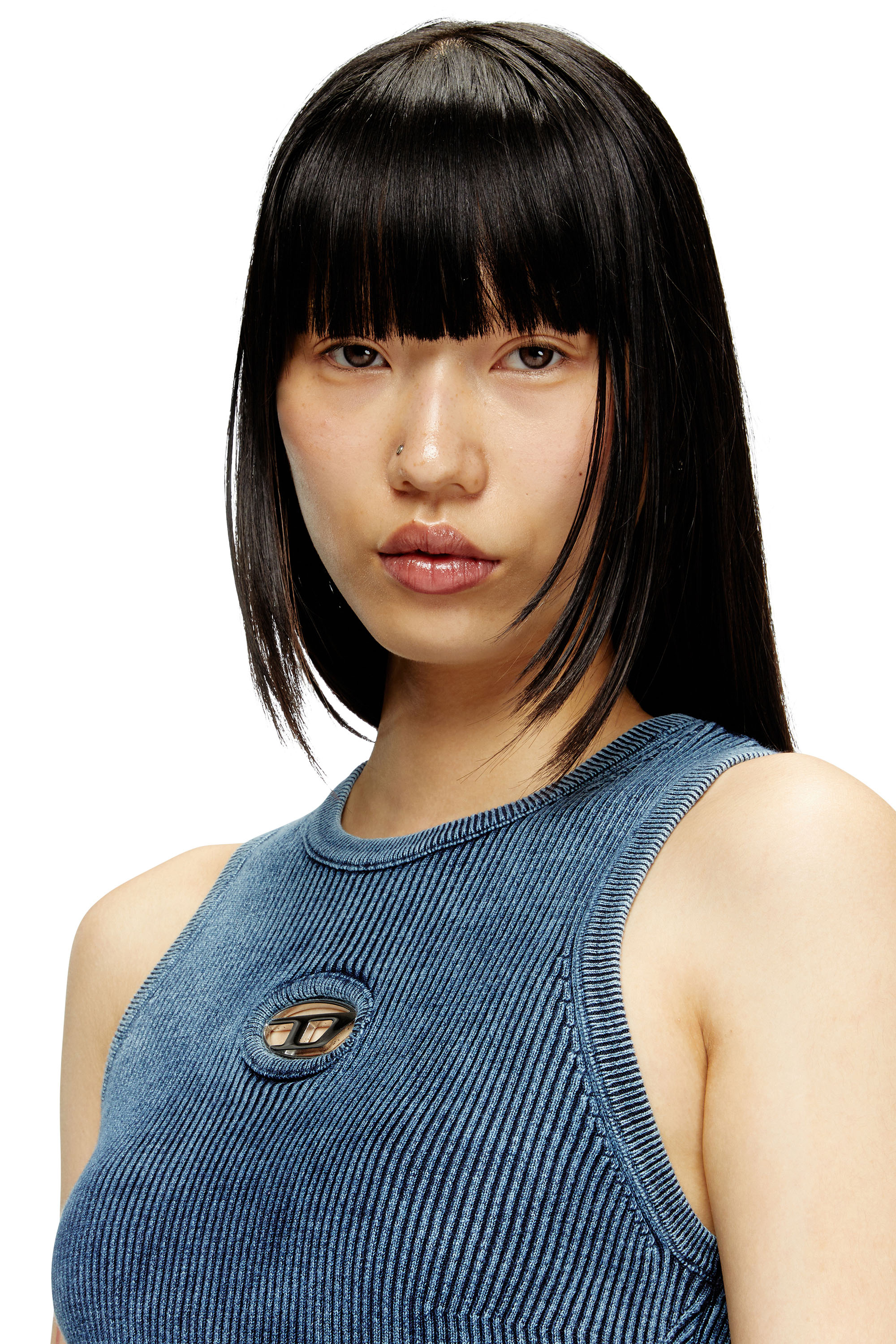 Diesel - M-ANCHOR-A-SL, Canotta a coste con Oval D Donna in Blu - 5