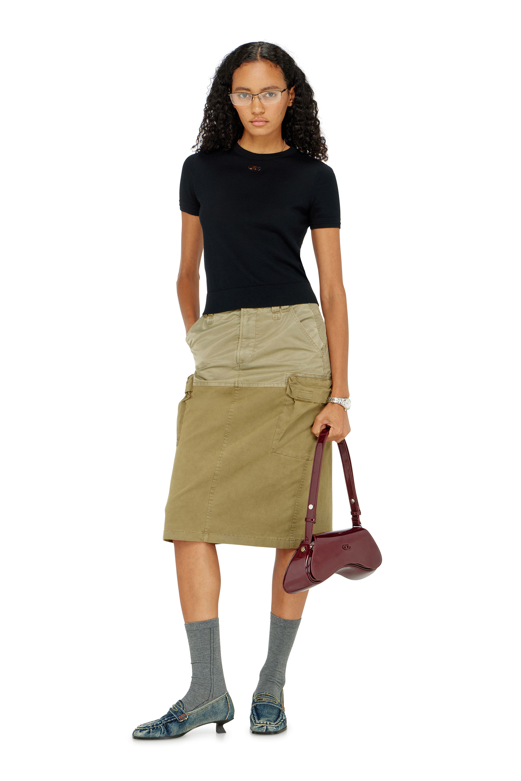 Diesel - M-ALINE, Maglia in lana a maniche corte Donna in Nero - 2