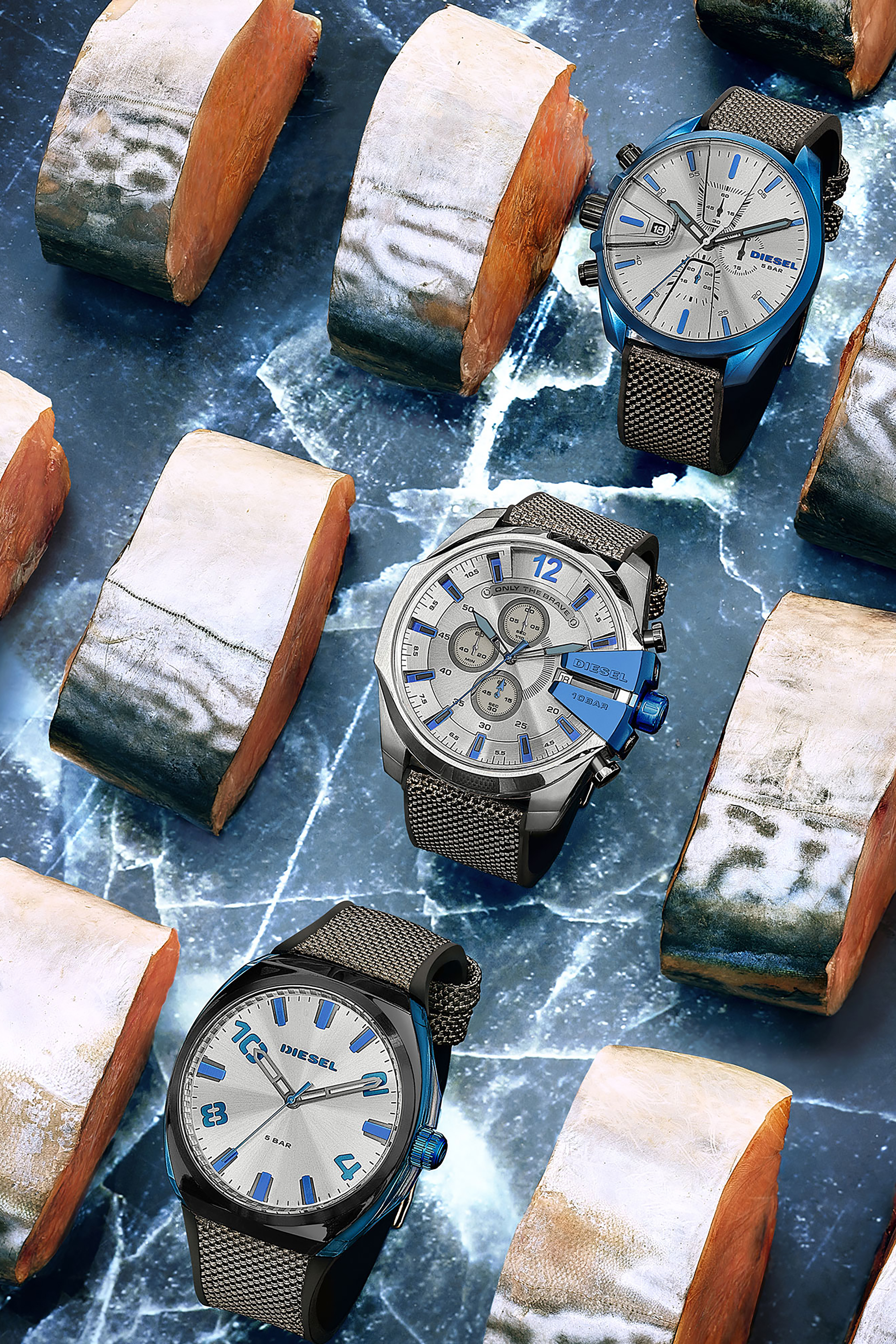 Diesel - DZ1885, Stigg orologio con cinturino in nylon nero e grigio Uomo in Nero - 3