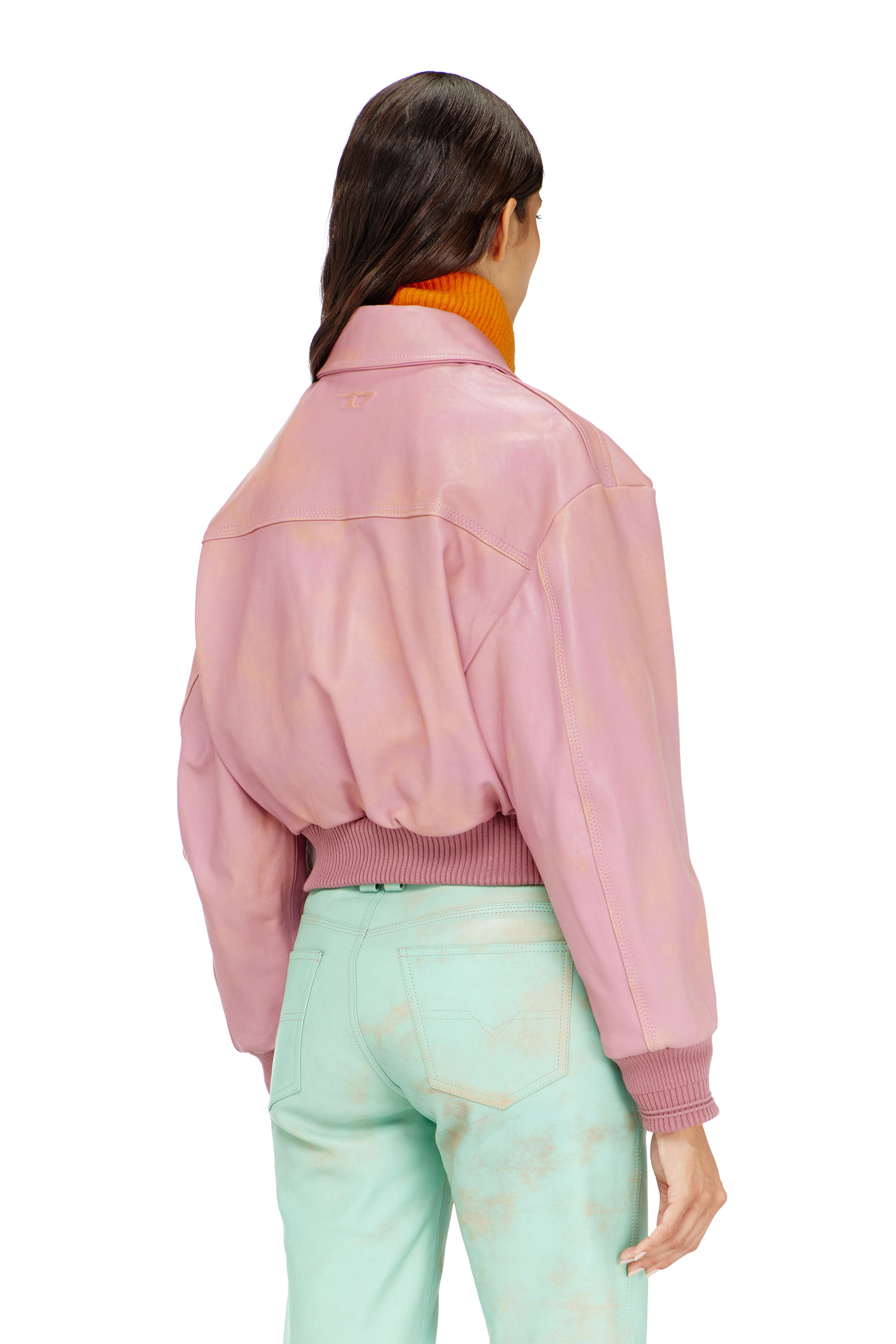 Diesel - L-AVIA, Woman's Aviator jacket in treated leather in null - 3