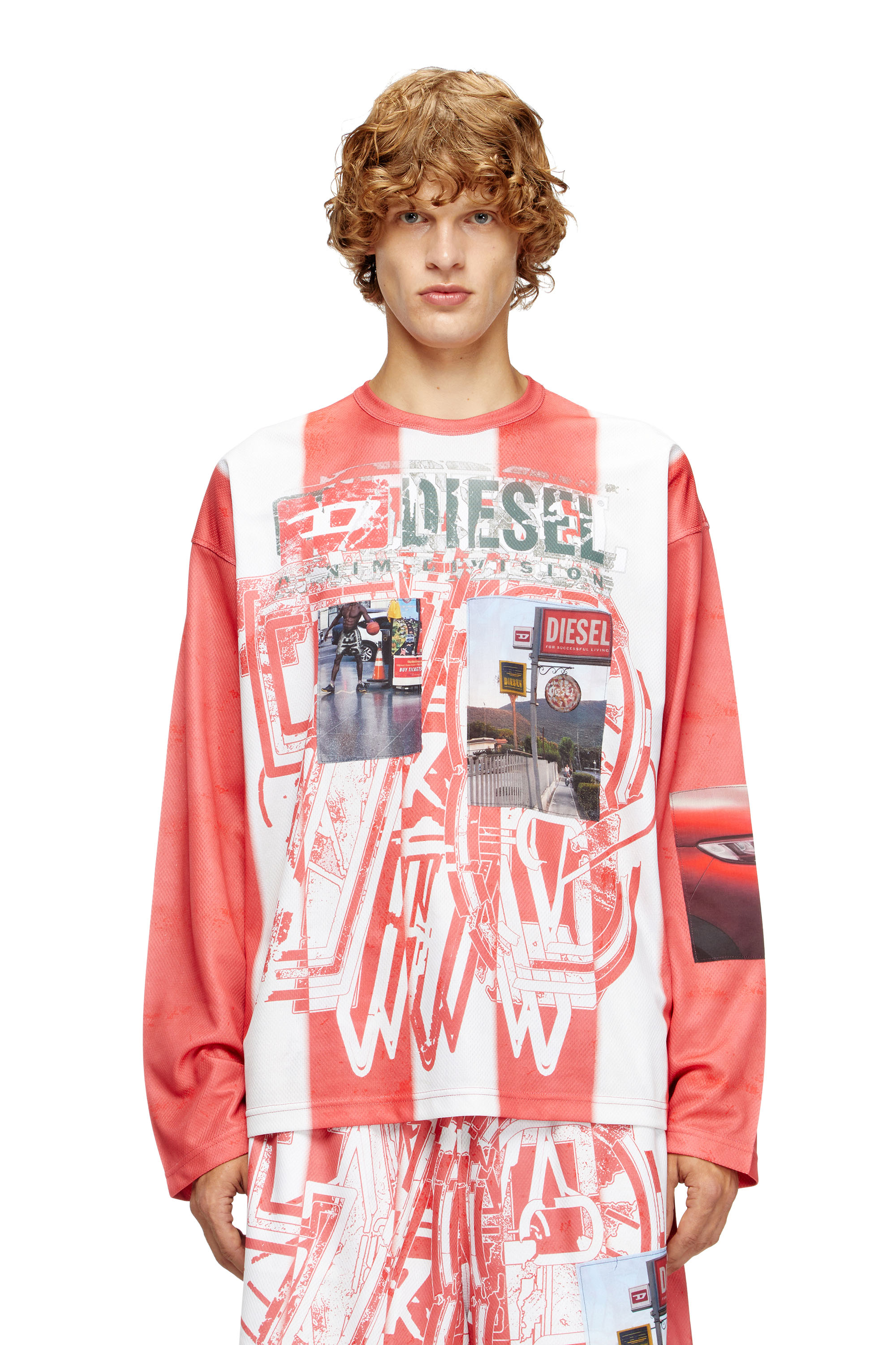 Diesel - T-RUBY, T-shirt a manica lunga con patch fotografiche Uomo in Multicolor - 3