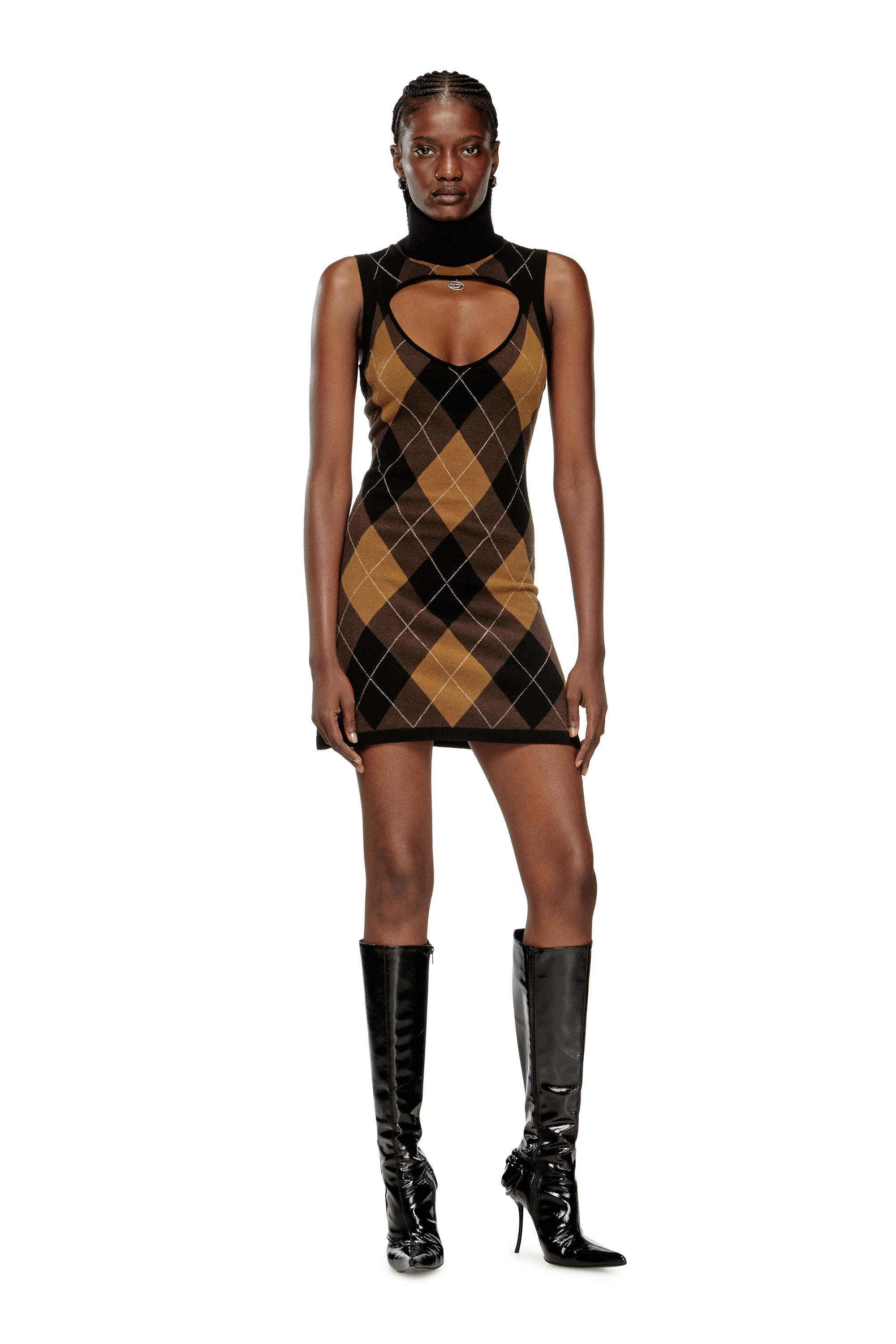 Diesel - M-ROMKO-DRESS, Abito in lana con motivo argyle Donna in Multicolor - 3