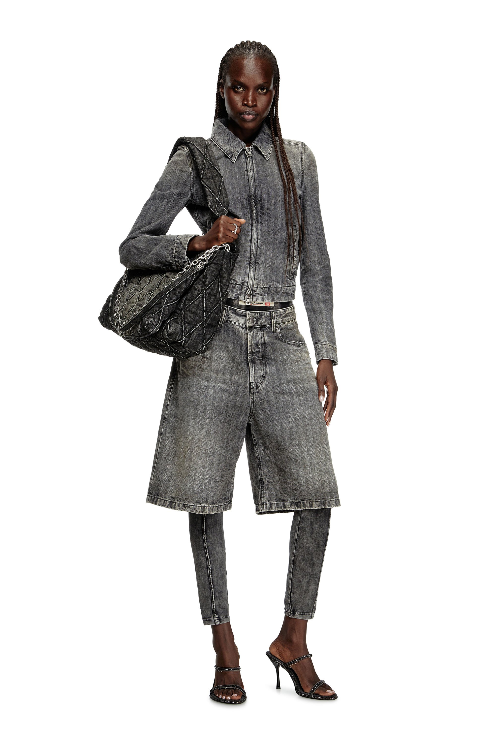 Diesel - DE-CORB, Giacca in denim herringbone Donna in Grigio - 2