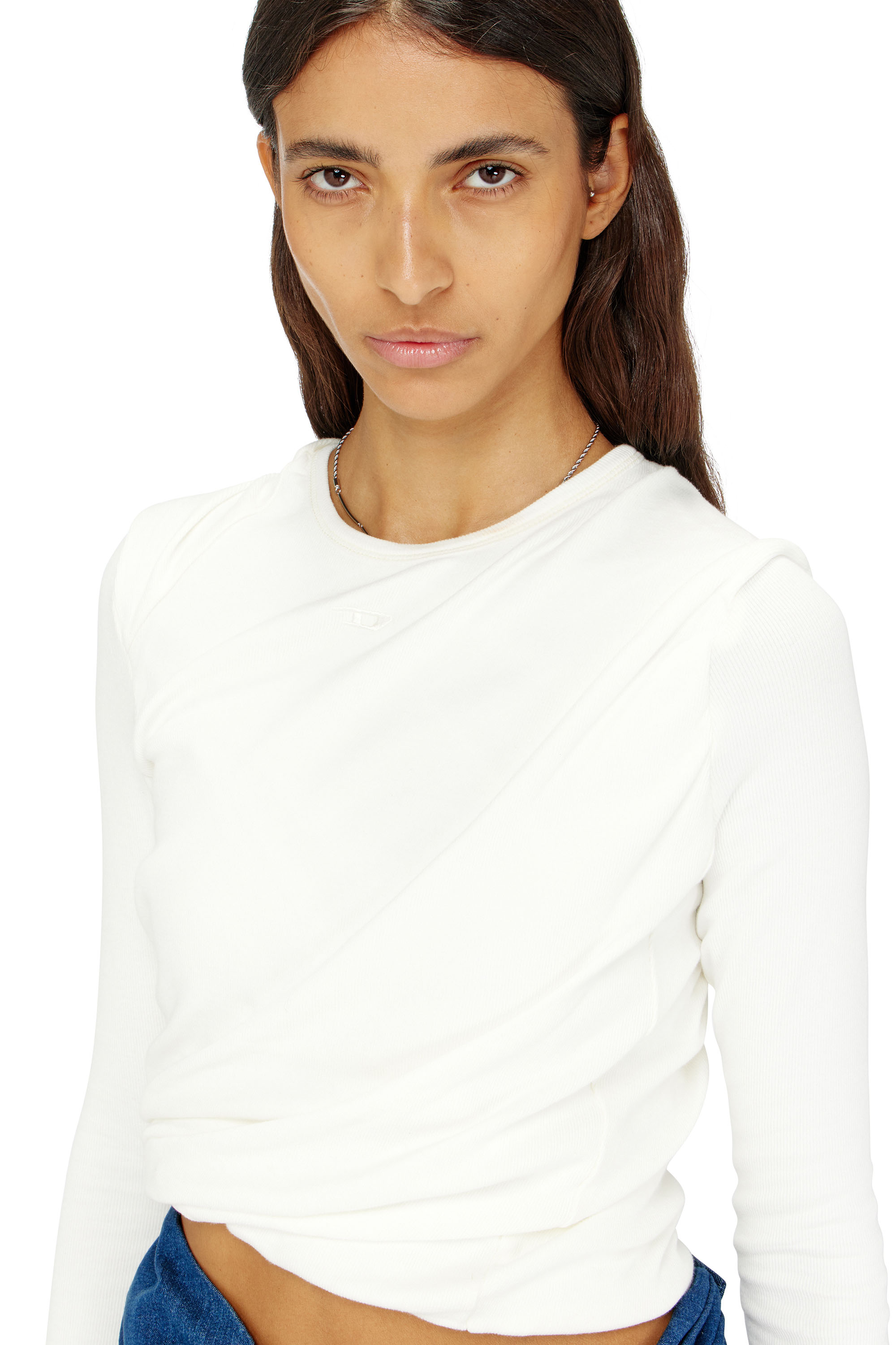 Diesel - T-ASAY-PL, T-shirt a manica lunga in jersey a doppio strato Donna in ToBeDefined - 4