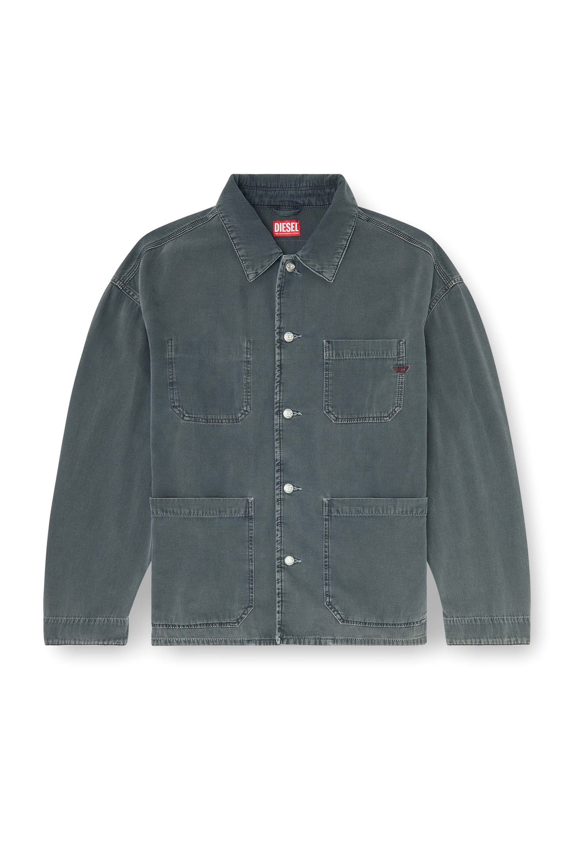Diesel - D-STACK-U, Giacca utility in denim colorato Unisex in Grigio - 3