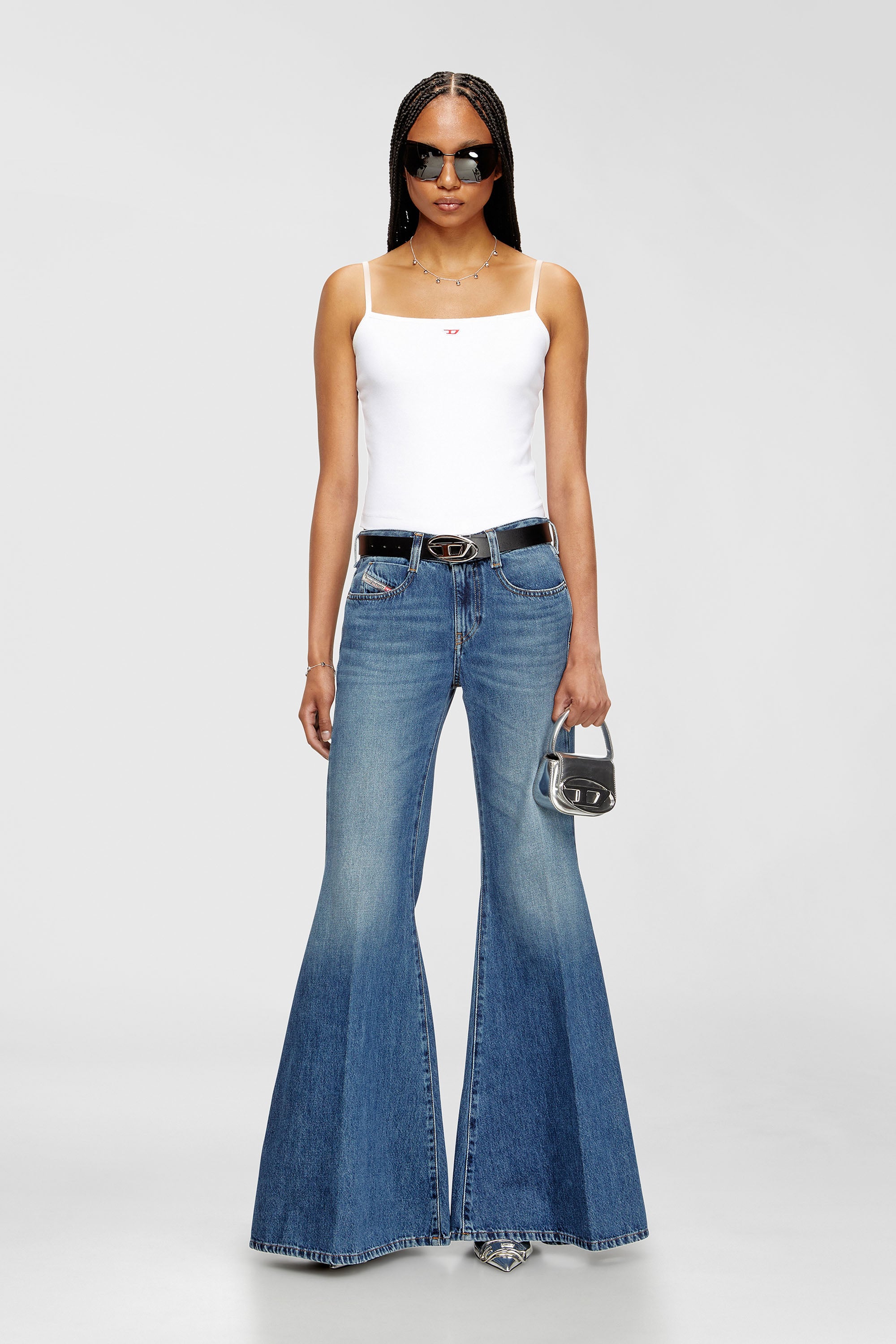 Diesel - Flare Jeans 1970 D-Bleess 09M56 Donna, Blu medio - Image 1