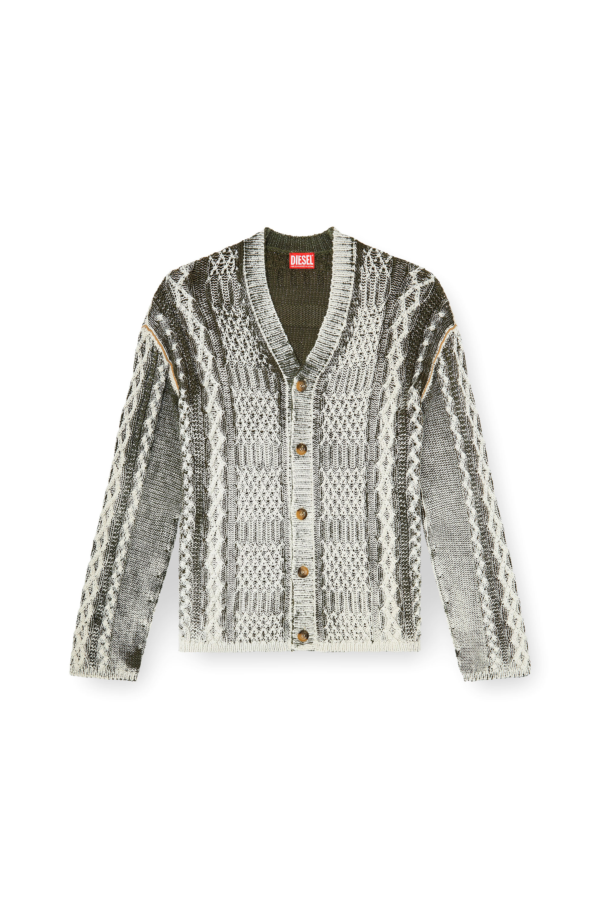 Diesel - K-MIOTO, Cardigan lavorato a maglia con trattamento Uomo in Multicolor - 3