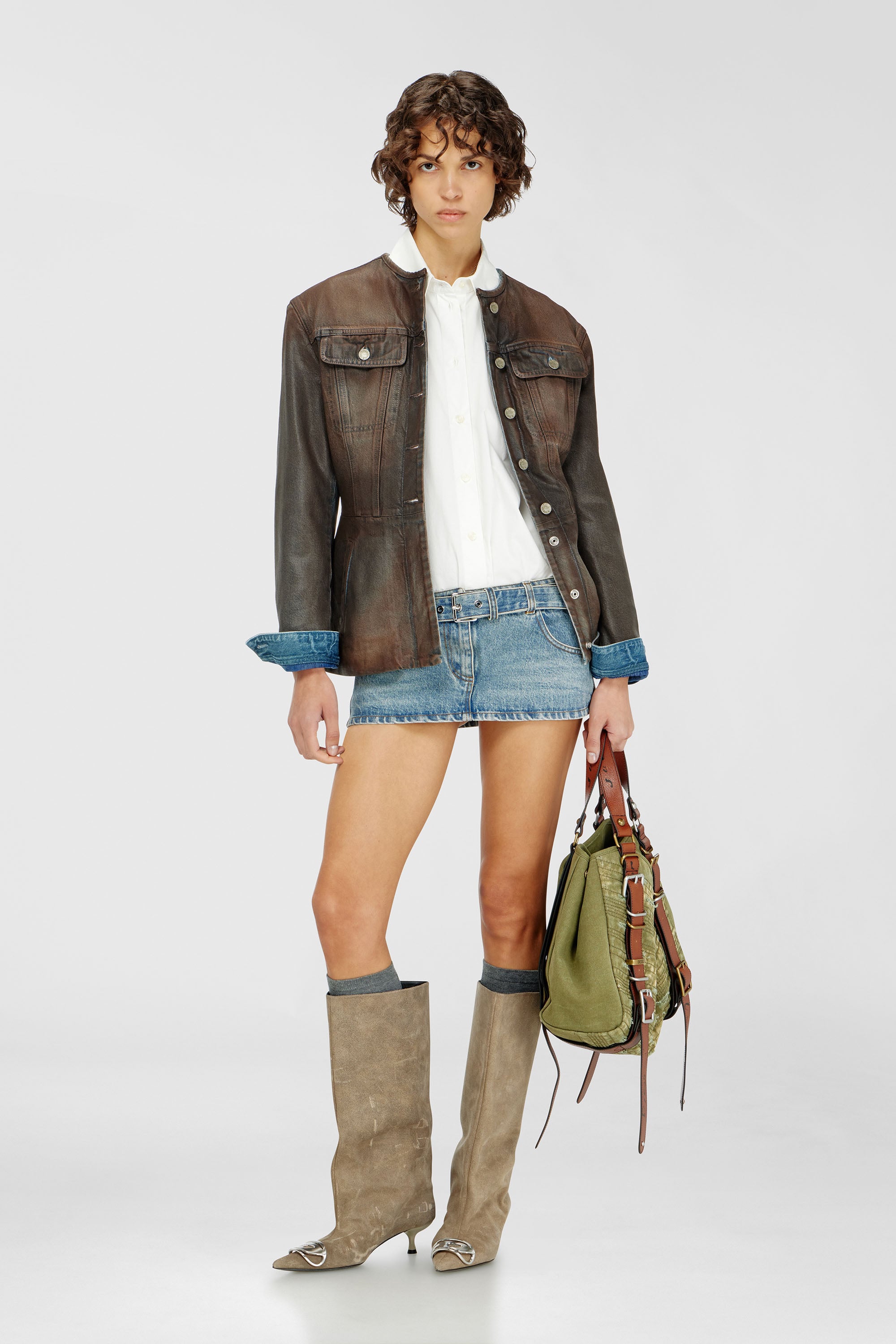 Diesel - D-ETOX, Abito chemisier mini con sezioni trompe-l&rsquo;&oelig;il Donna in Multicolor - 2