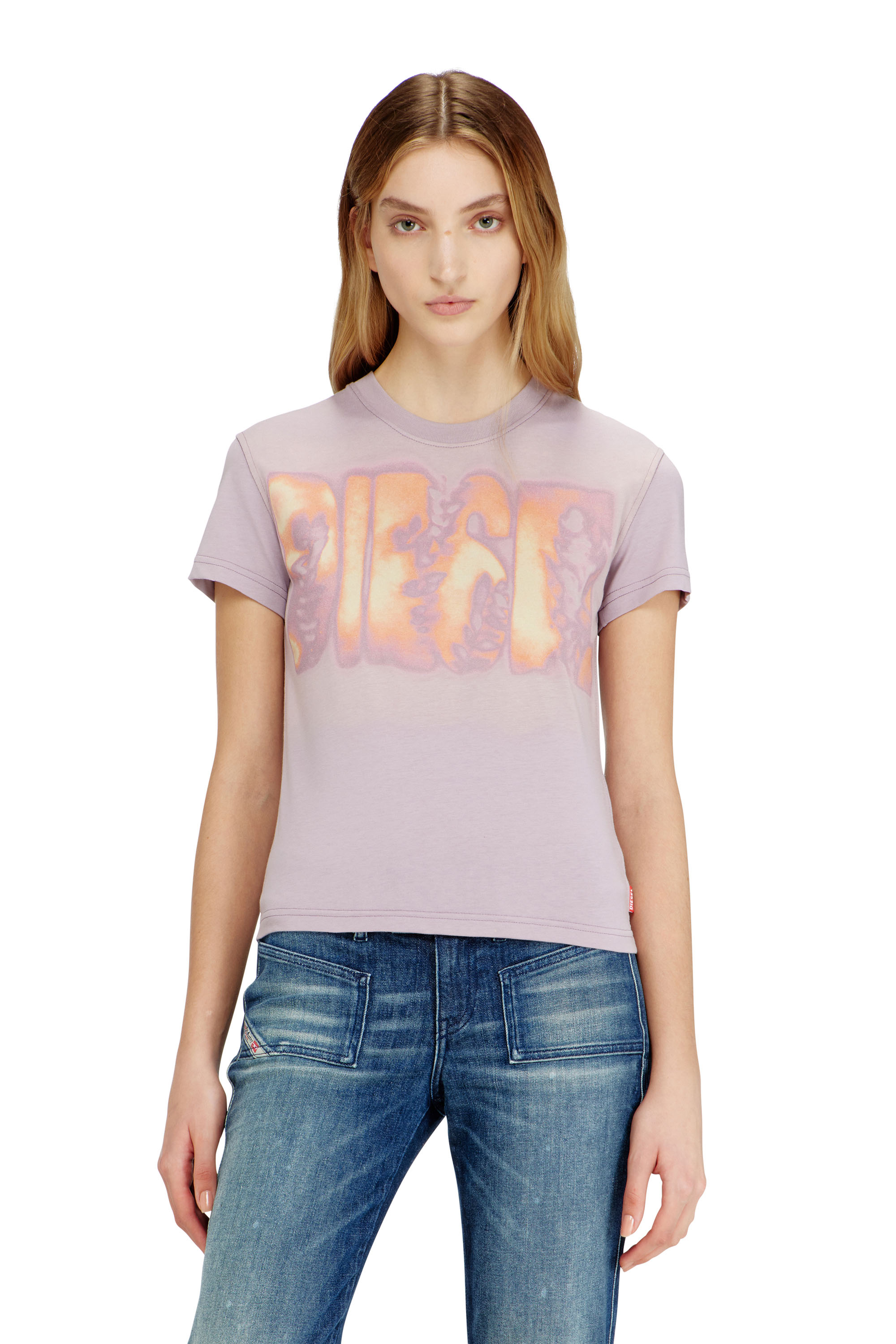 Diesel - T-ILA-AA3, T-shirt slim in jersey con stampa grafica Donna in ToBeDefined - 1
