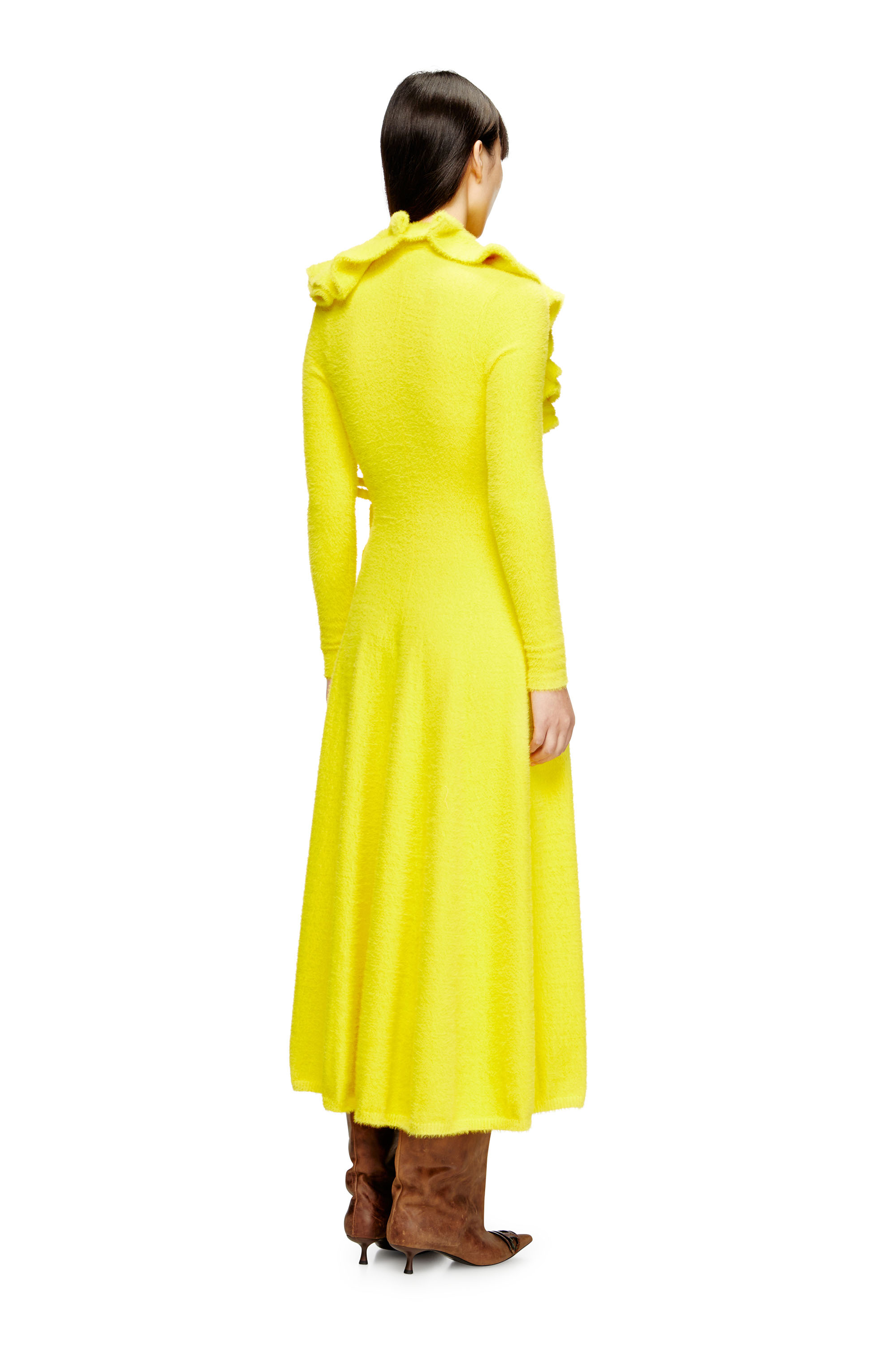 Diesel - M-INGELINA, Abito midi dalla texture fluffy Donna in Giallo - 4