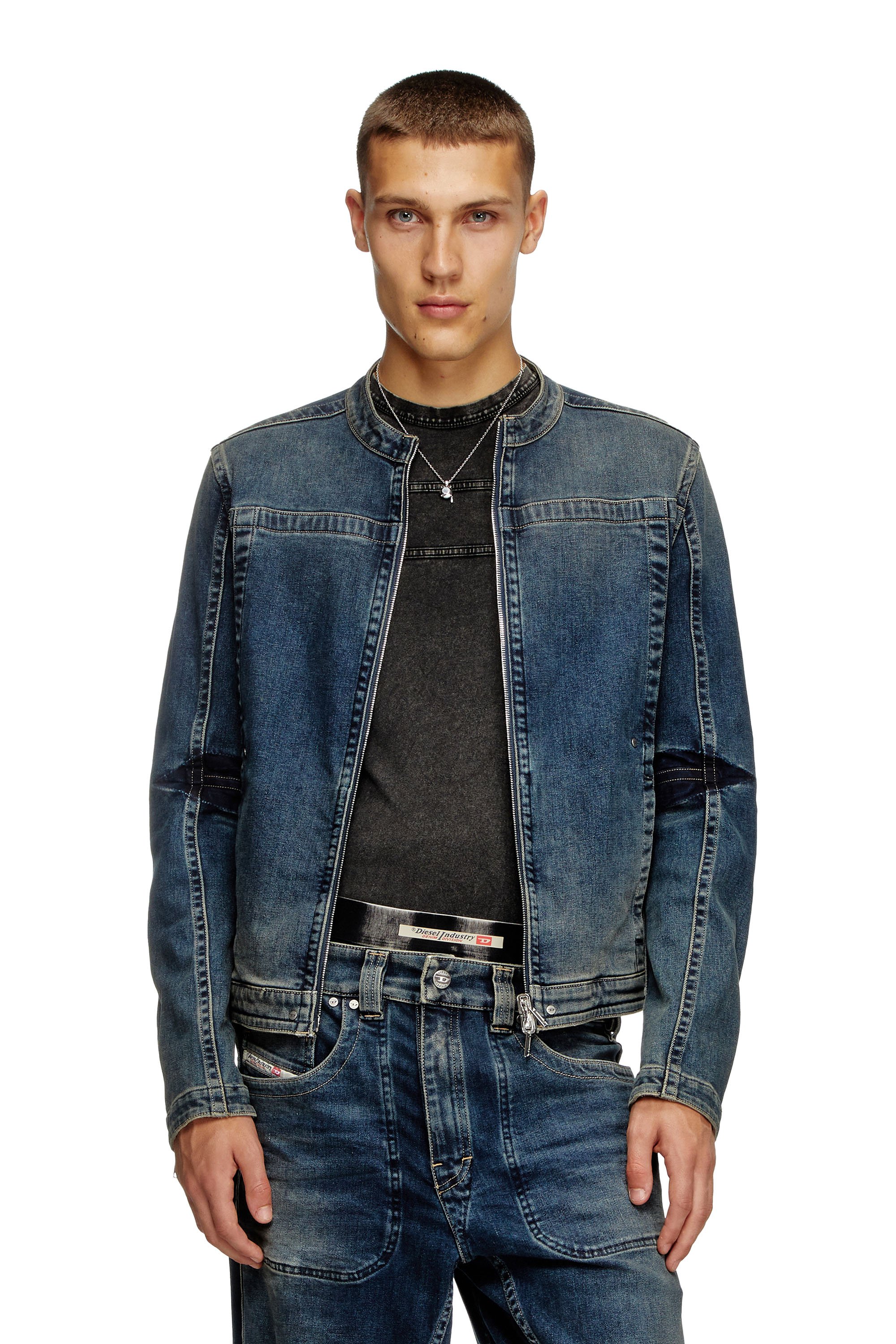 Diesel - D-GLORY-RE, Giacca stile moto in denim Rehab Uomo in Blu - 1