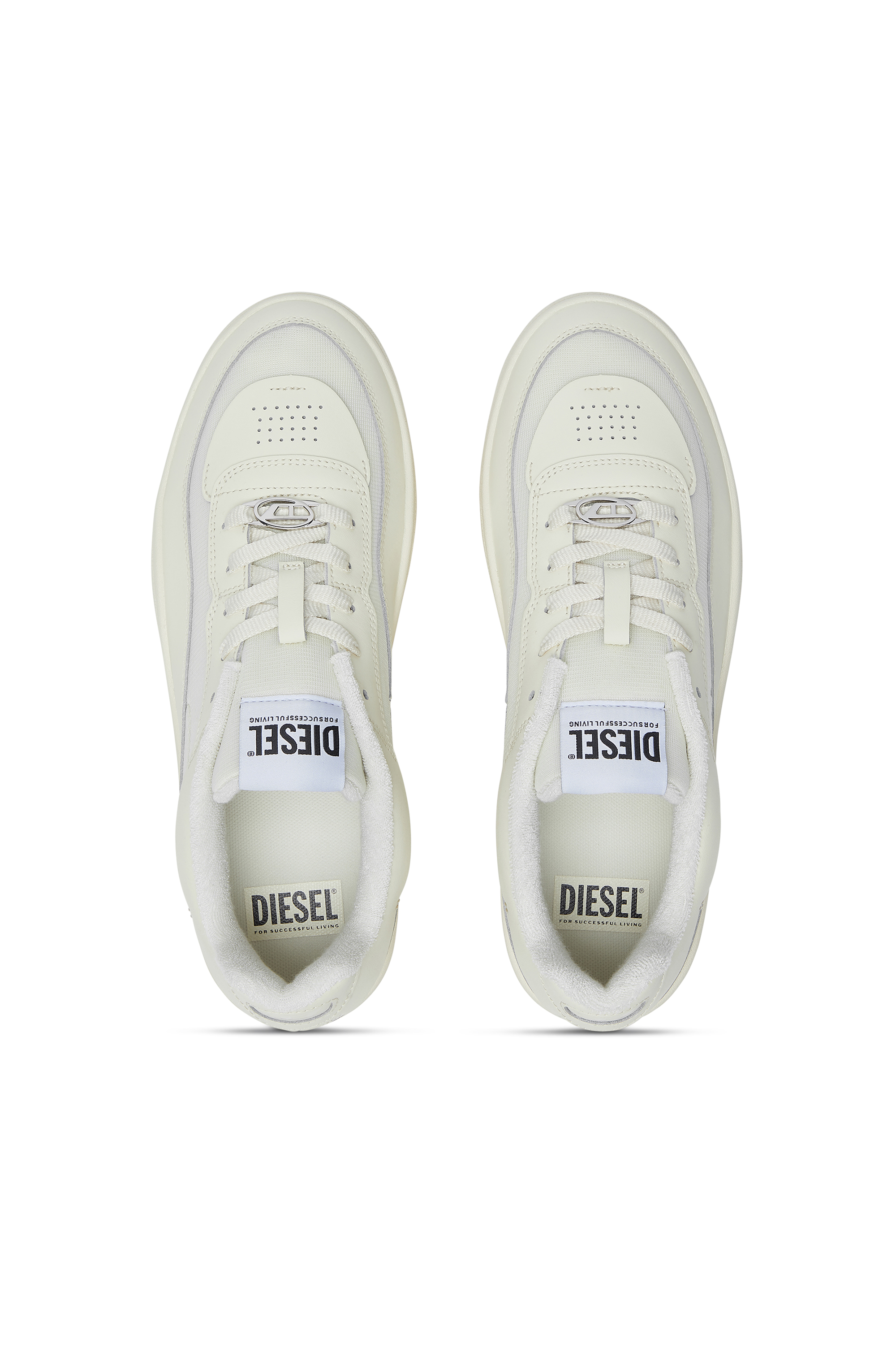 Diesel - S-OVAL SKATE LOW, S-Oval Skate-Sneaker in pelle e tessuto Uomo in Beige - 5