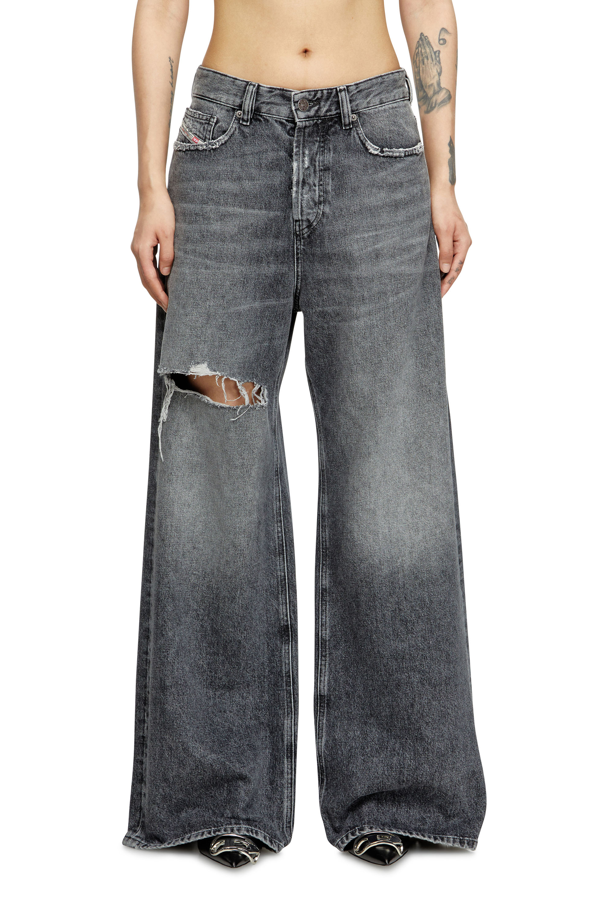 Diesel - Relaxed Jeans 1996 D-Sire 007X4 Donna, Nero/Grigio scuro - Image 1