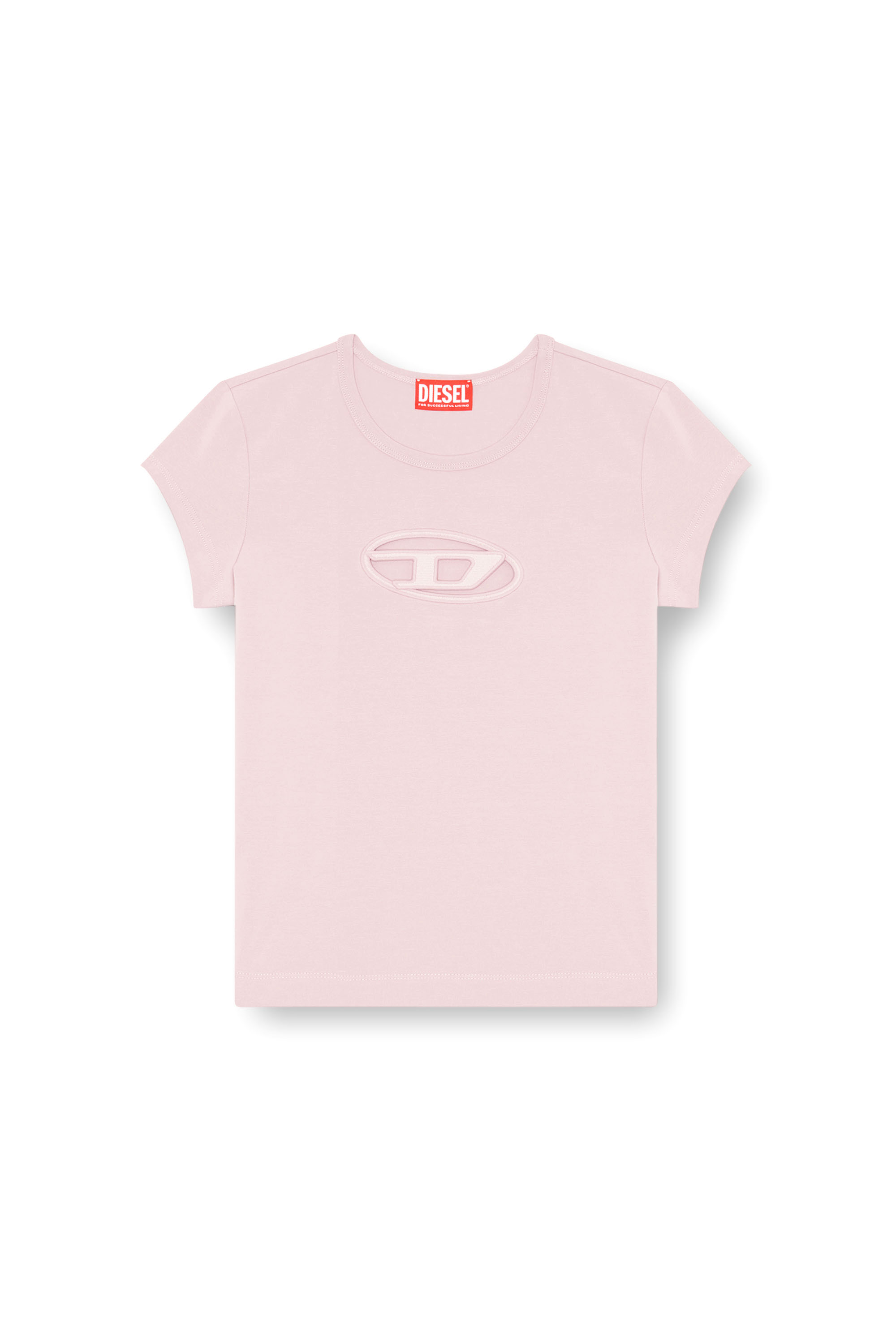 Diesel - T-ANGIE, Donna T-shirt con logo peekaboo in Rosa - Image 4